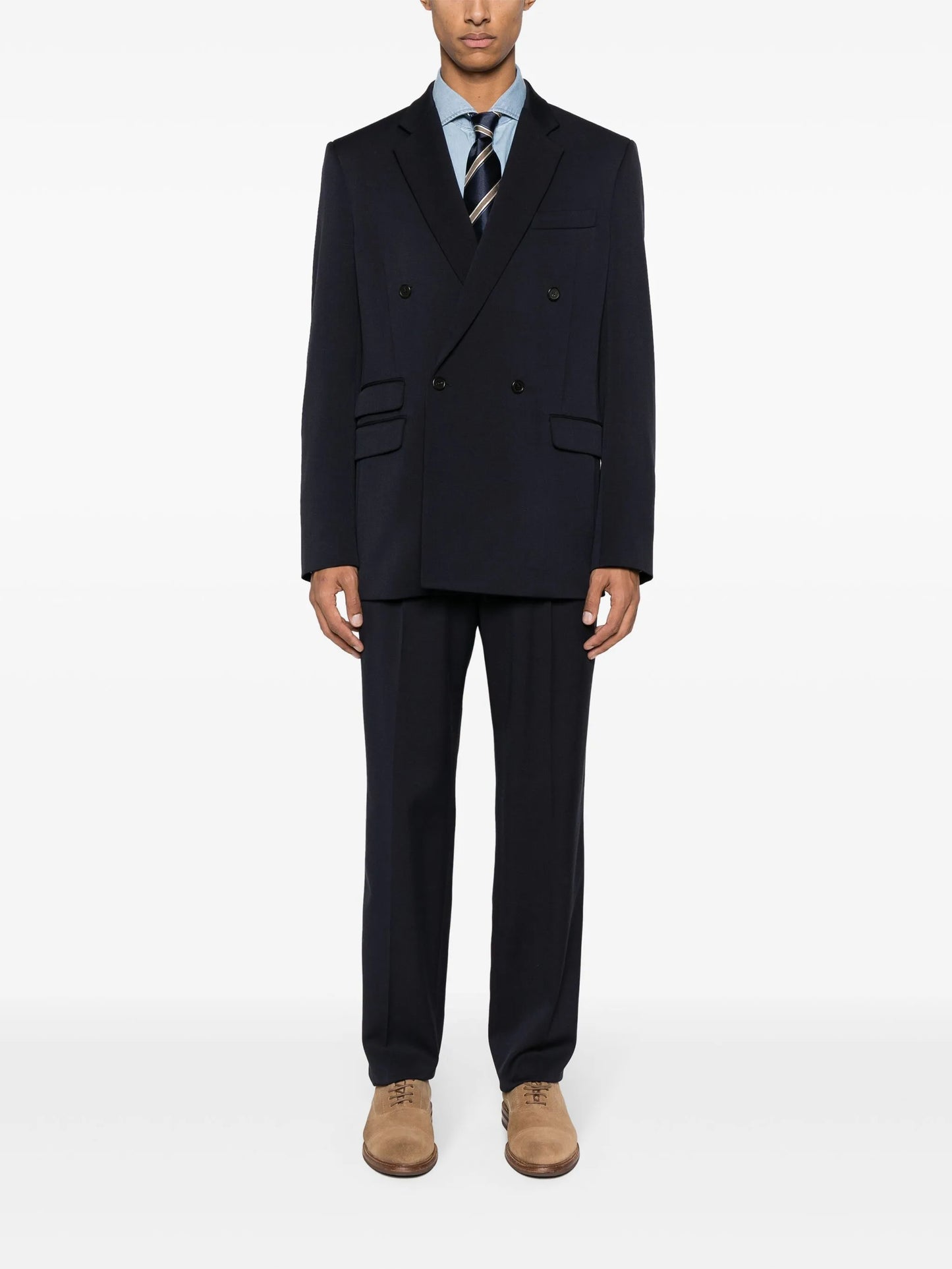 spread-collar cotton shirt
