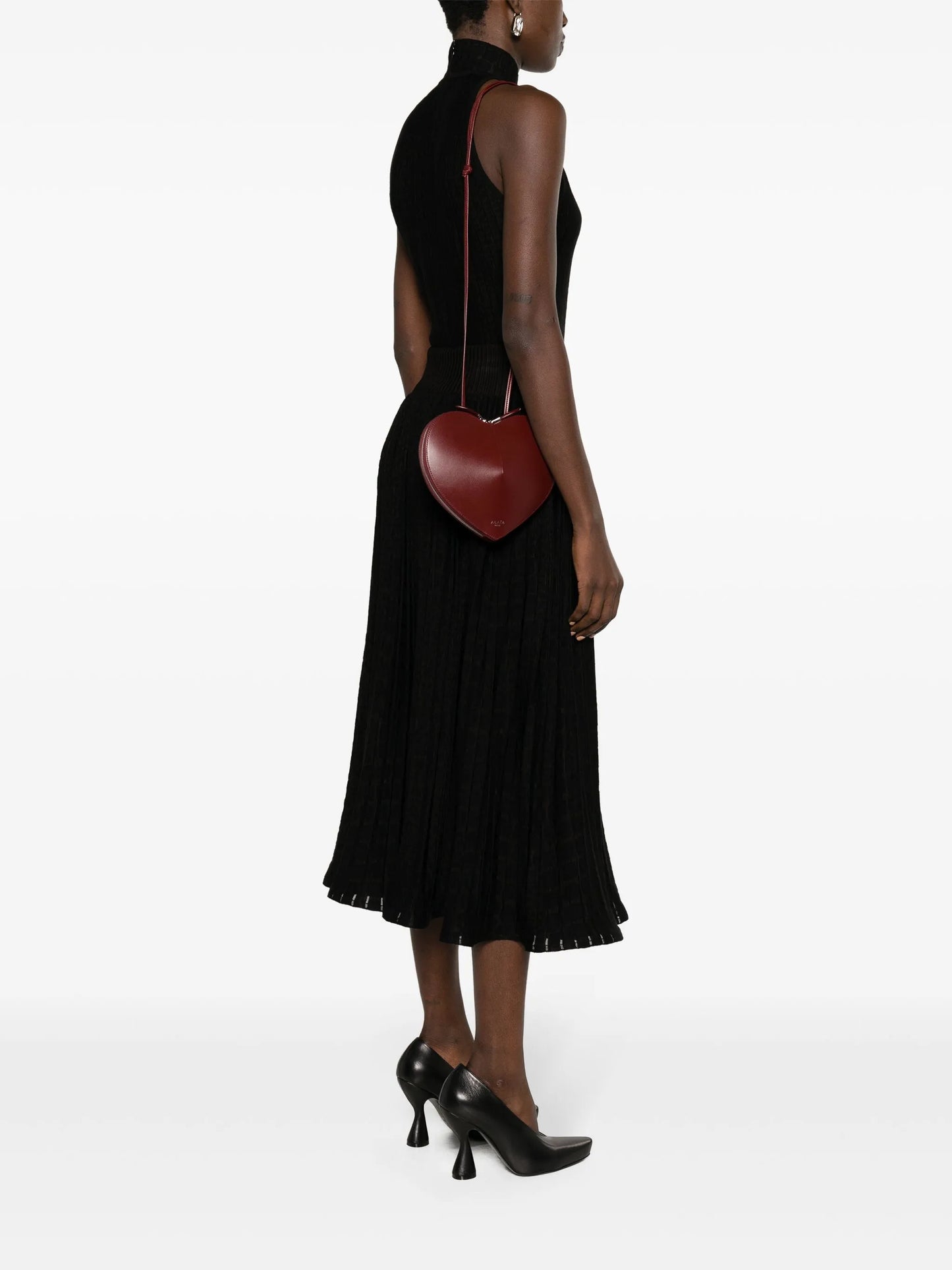 heart-shaped leather shoulder bag