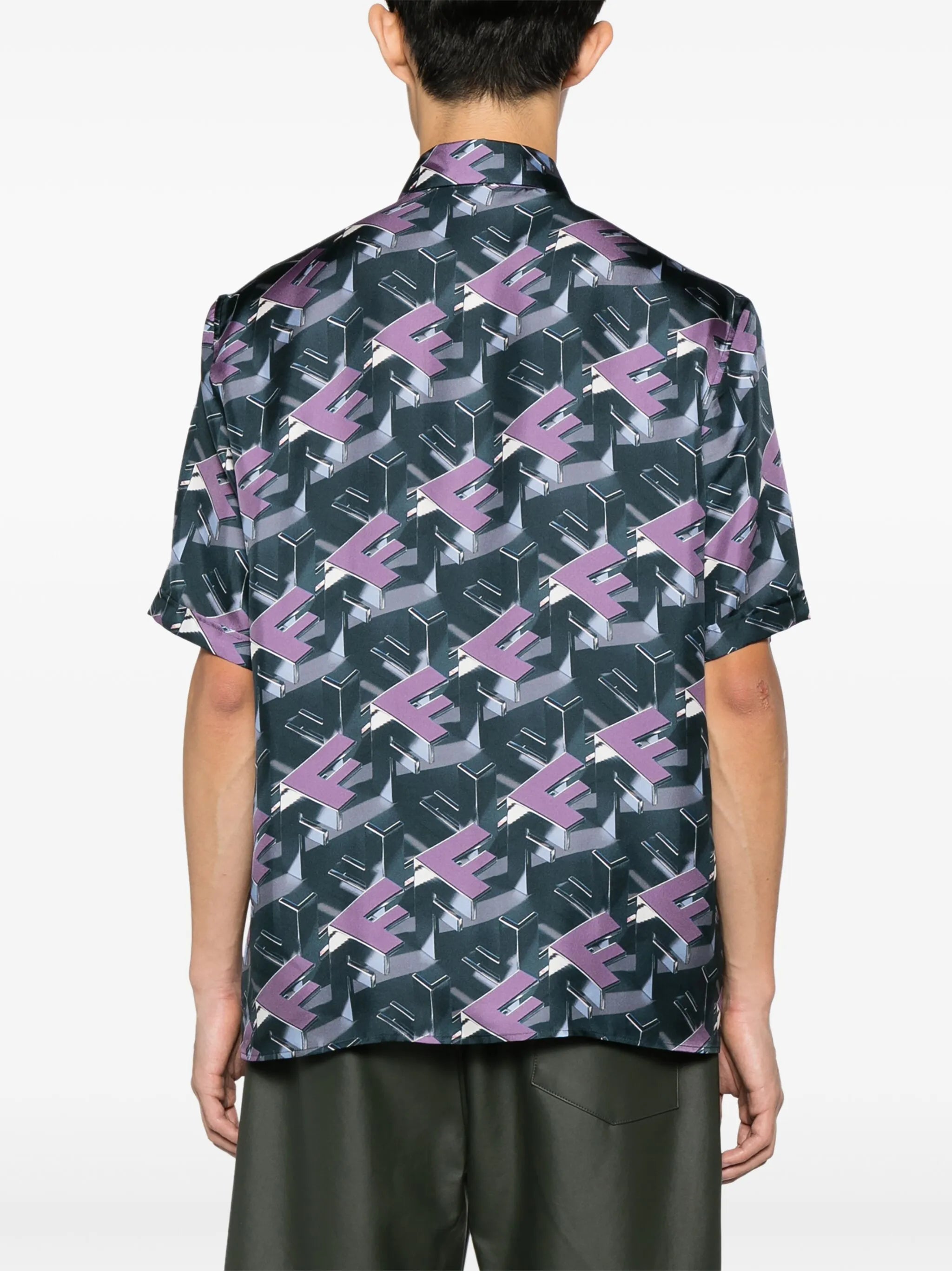 Fendi Block-print silk shirt