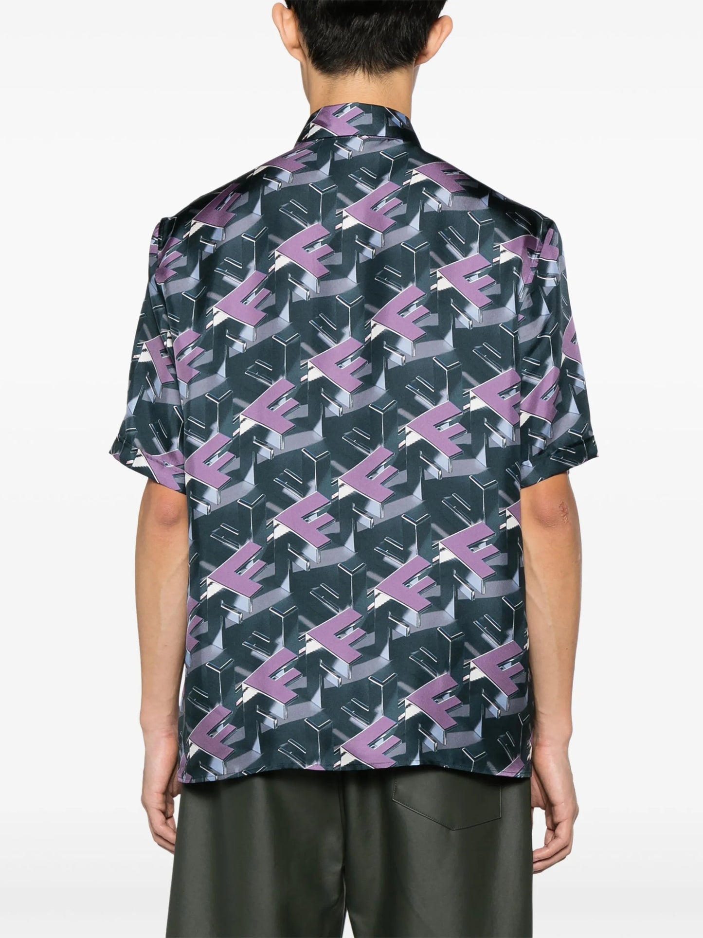 Fendi Block-print silk shirt