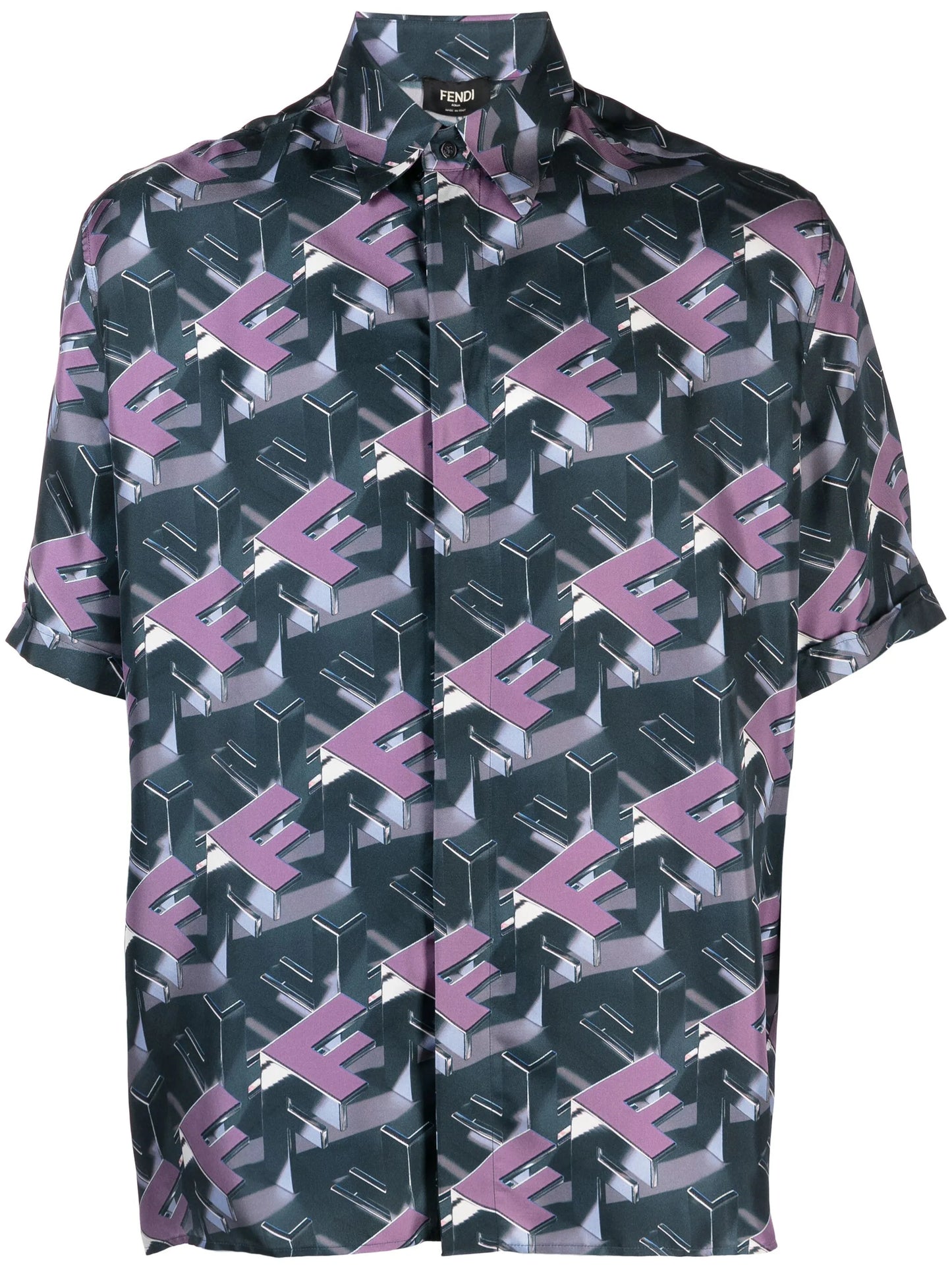 Fendi Block-print silk shirt