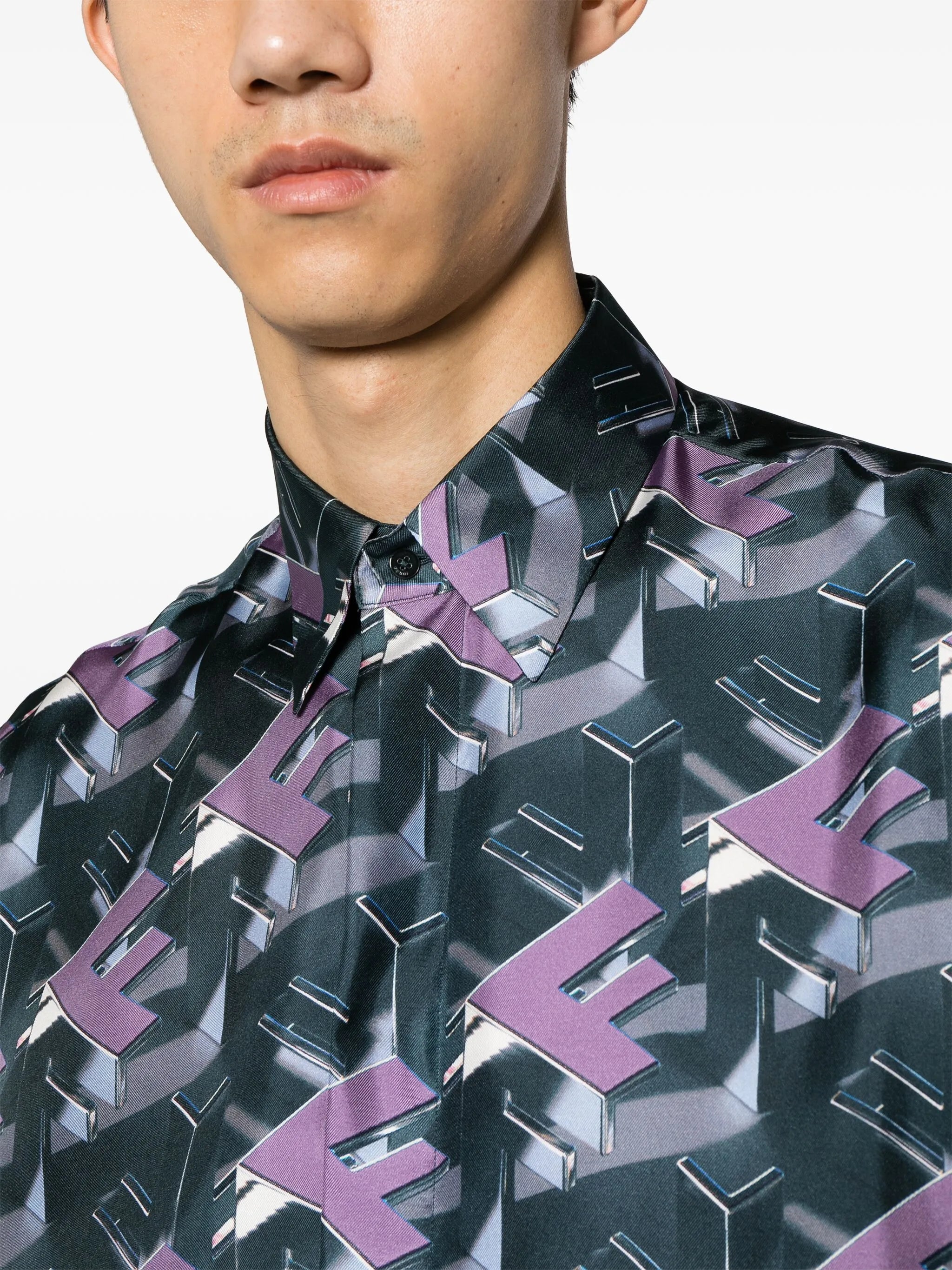 Fendi Block-print silk shirt