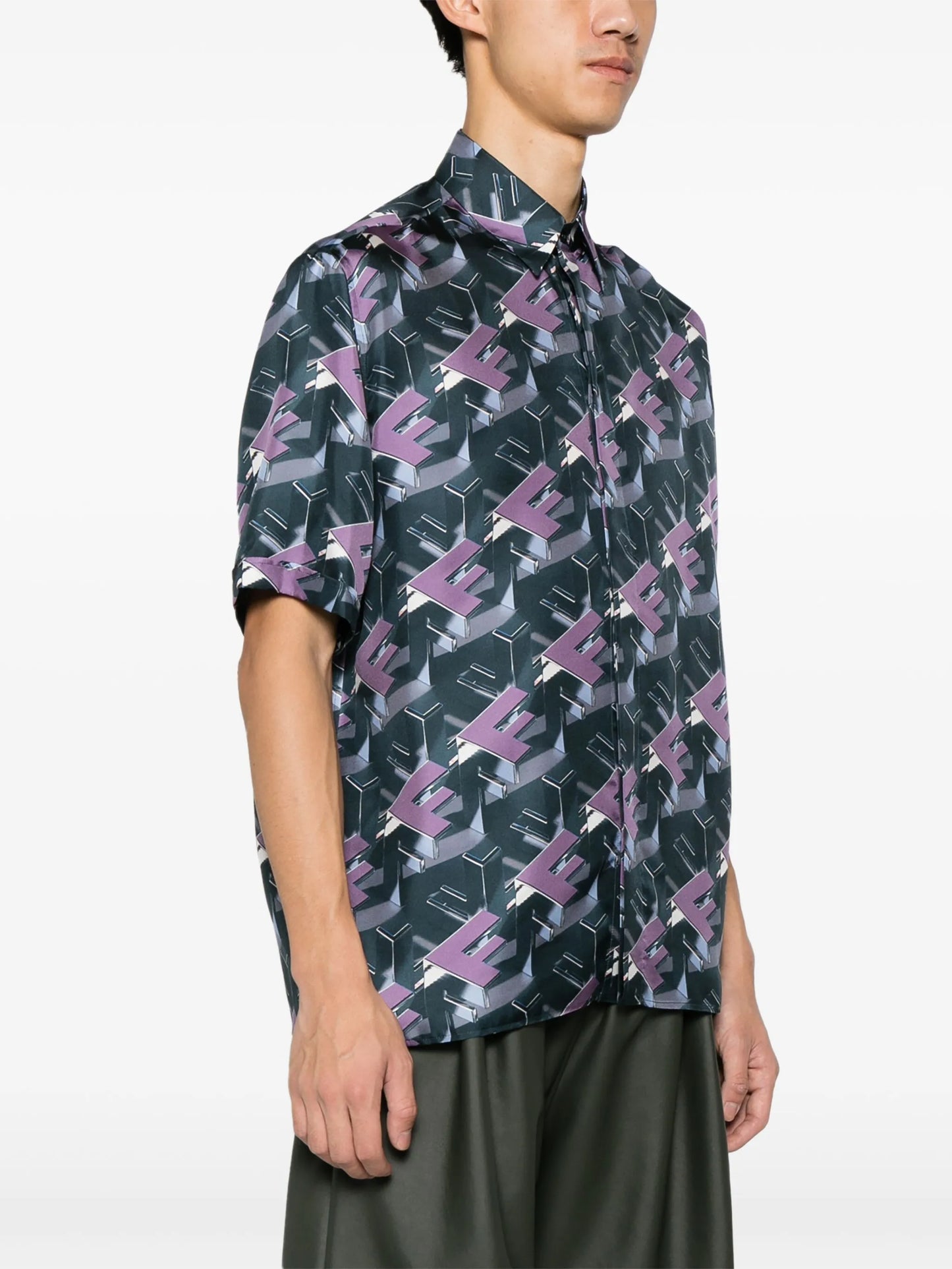 Fendi Block-print silk shirt