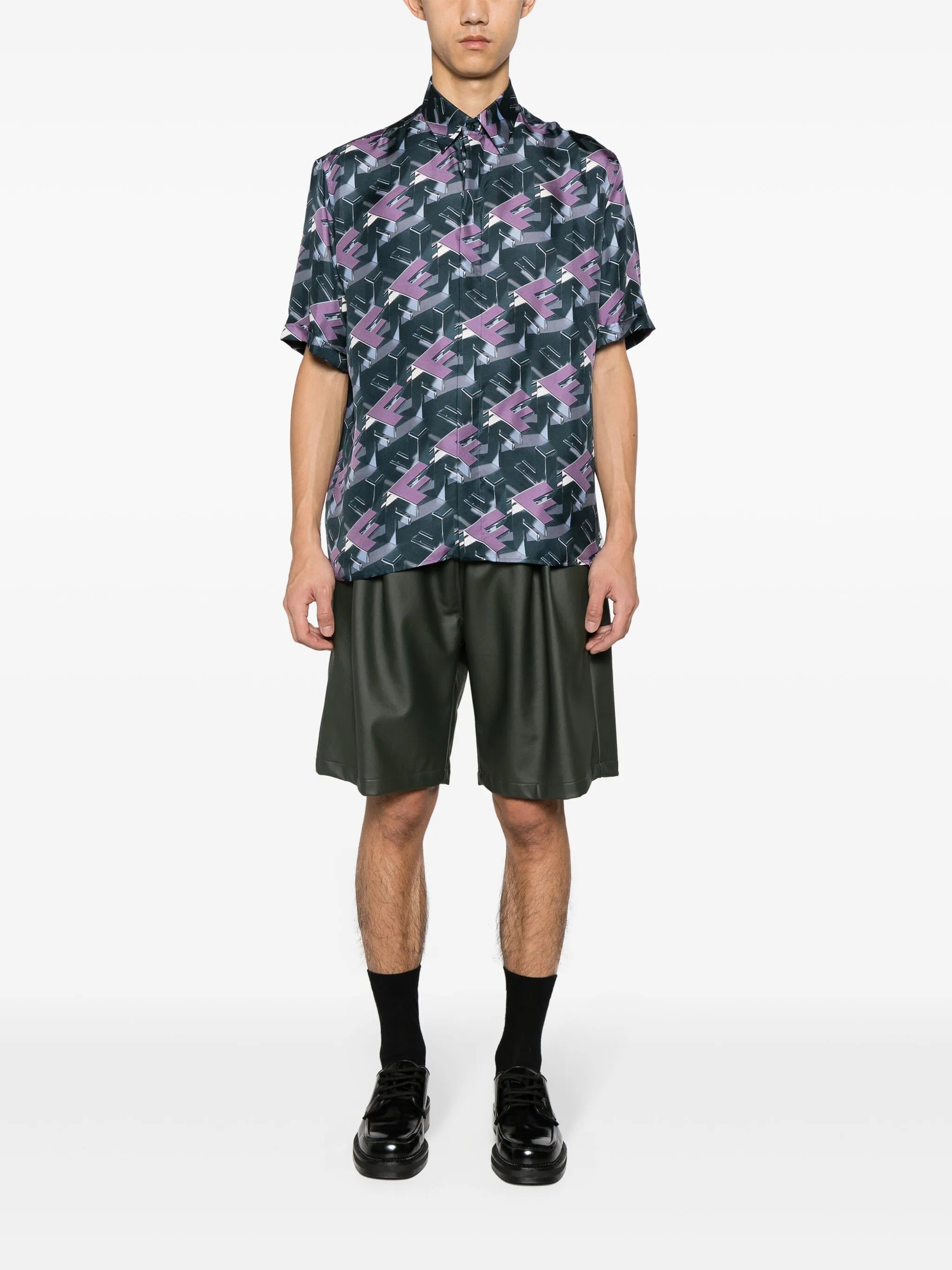 Fendi Block-print silk shirt