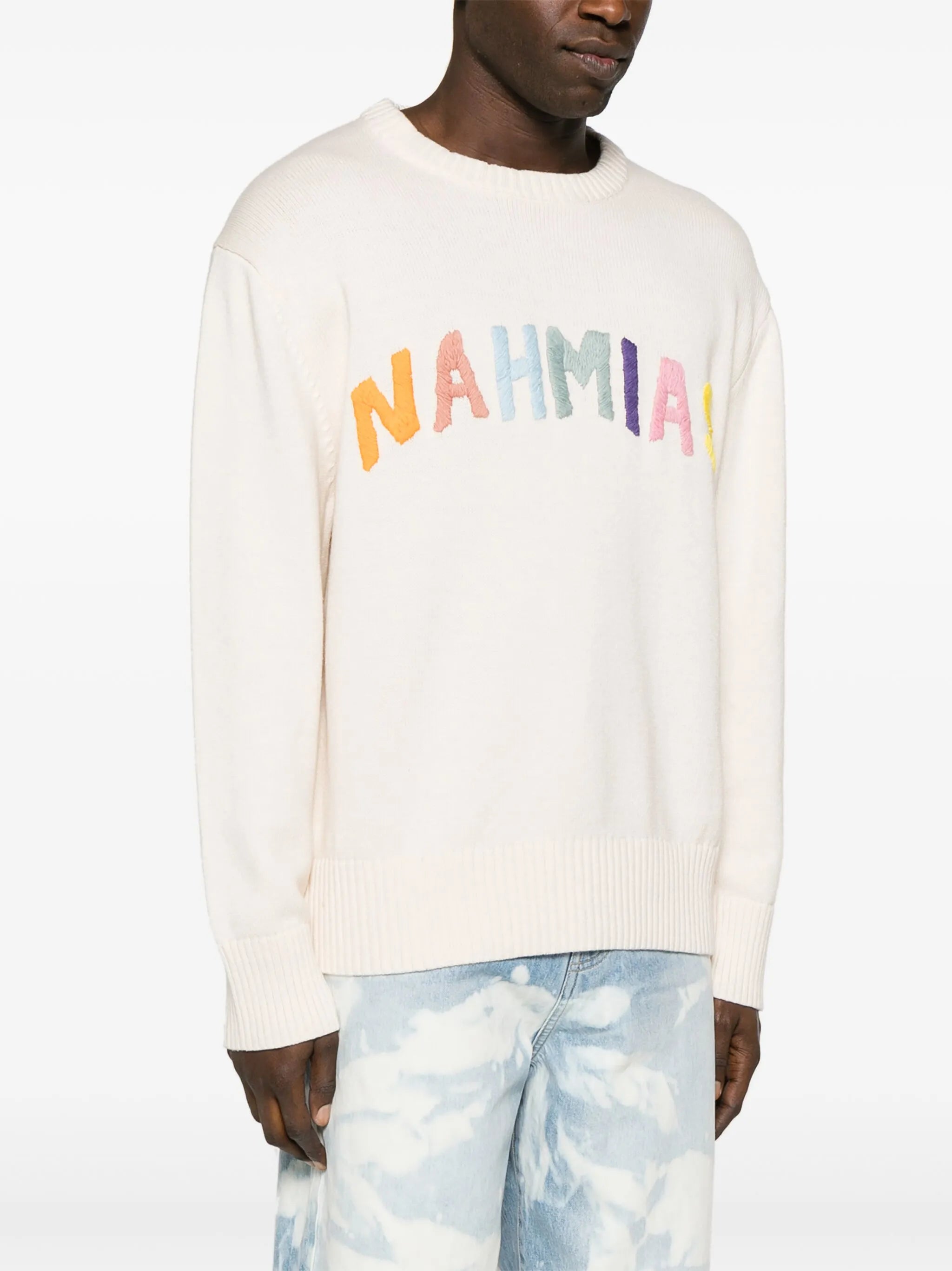 Rainbow logo-intarsia jumper