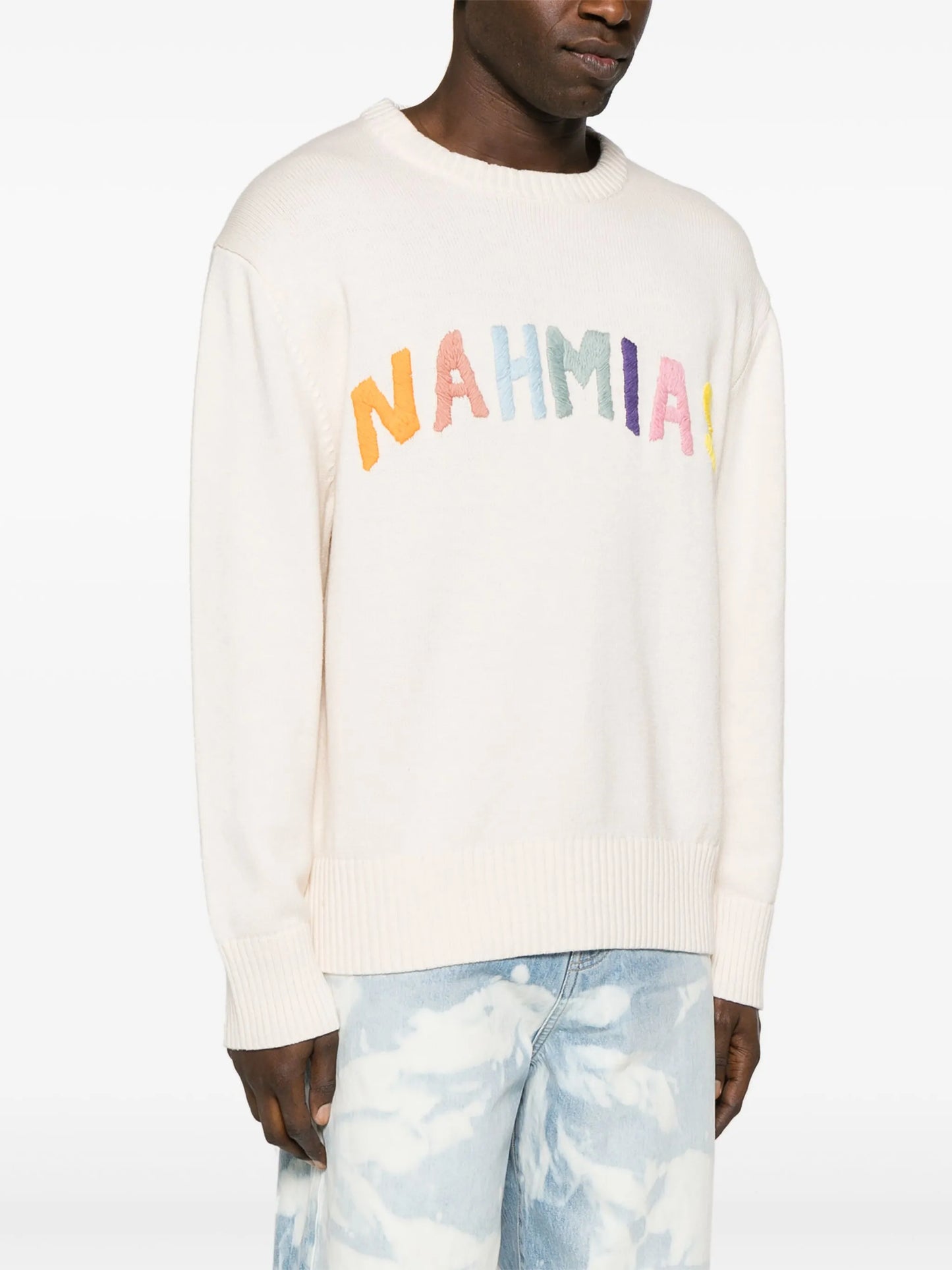 Rainbow logo-intarsia jumper