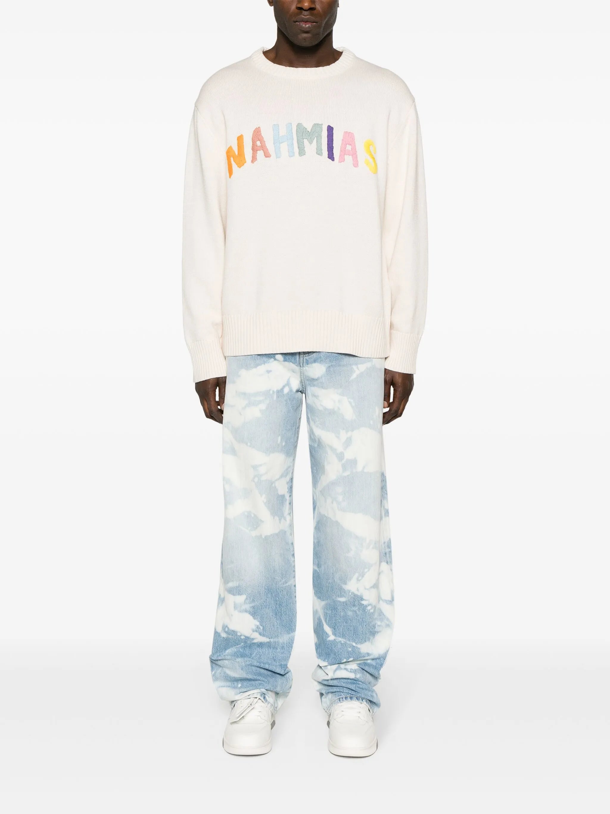 Rainbow logo-intarsia jumper