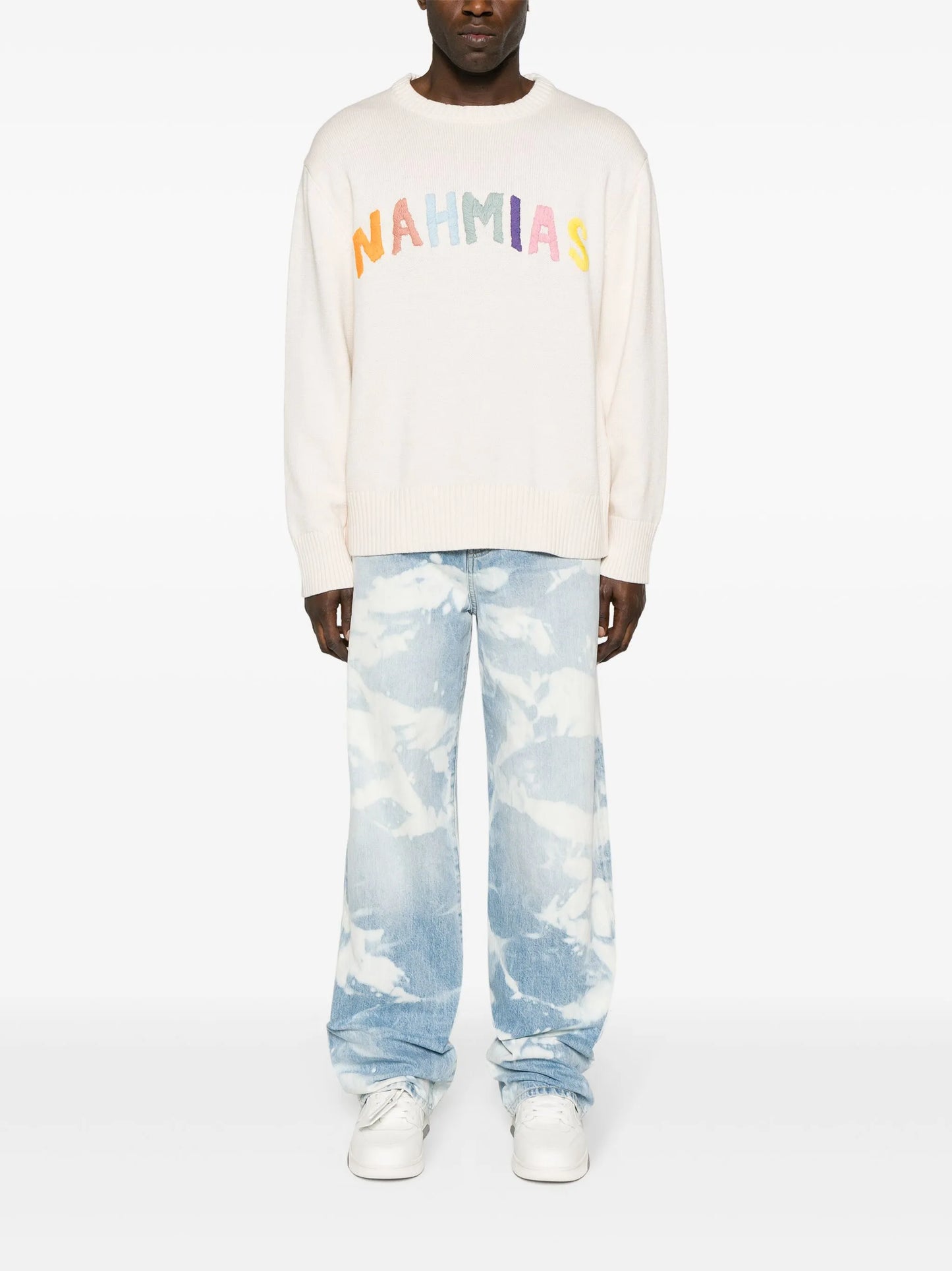 Rainbow logo-intarsia jumper