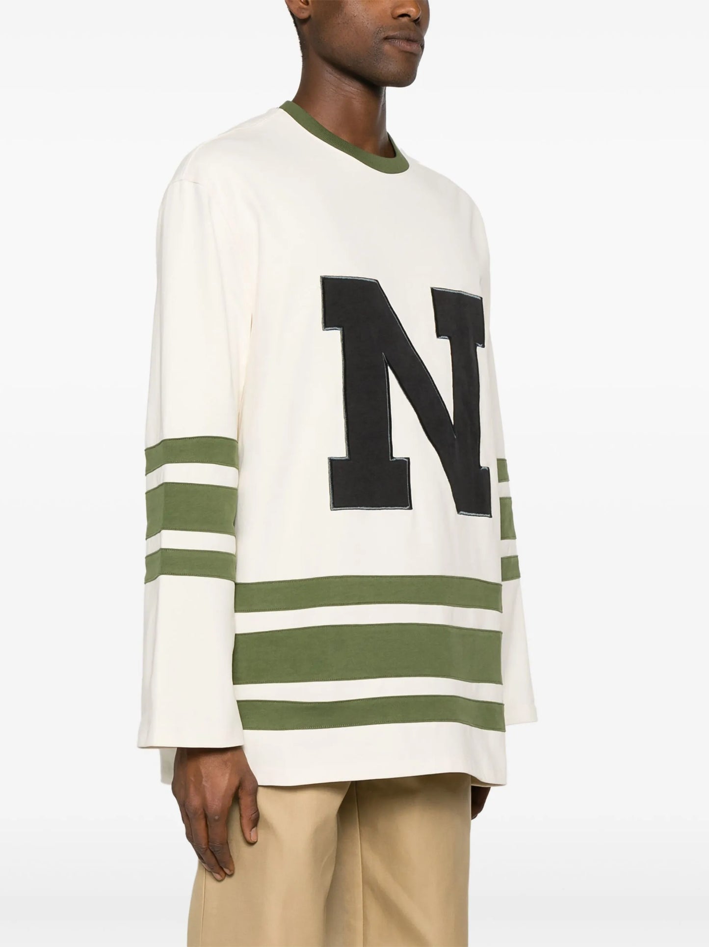 logo-embroidered stripe-detailing sweatshirt