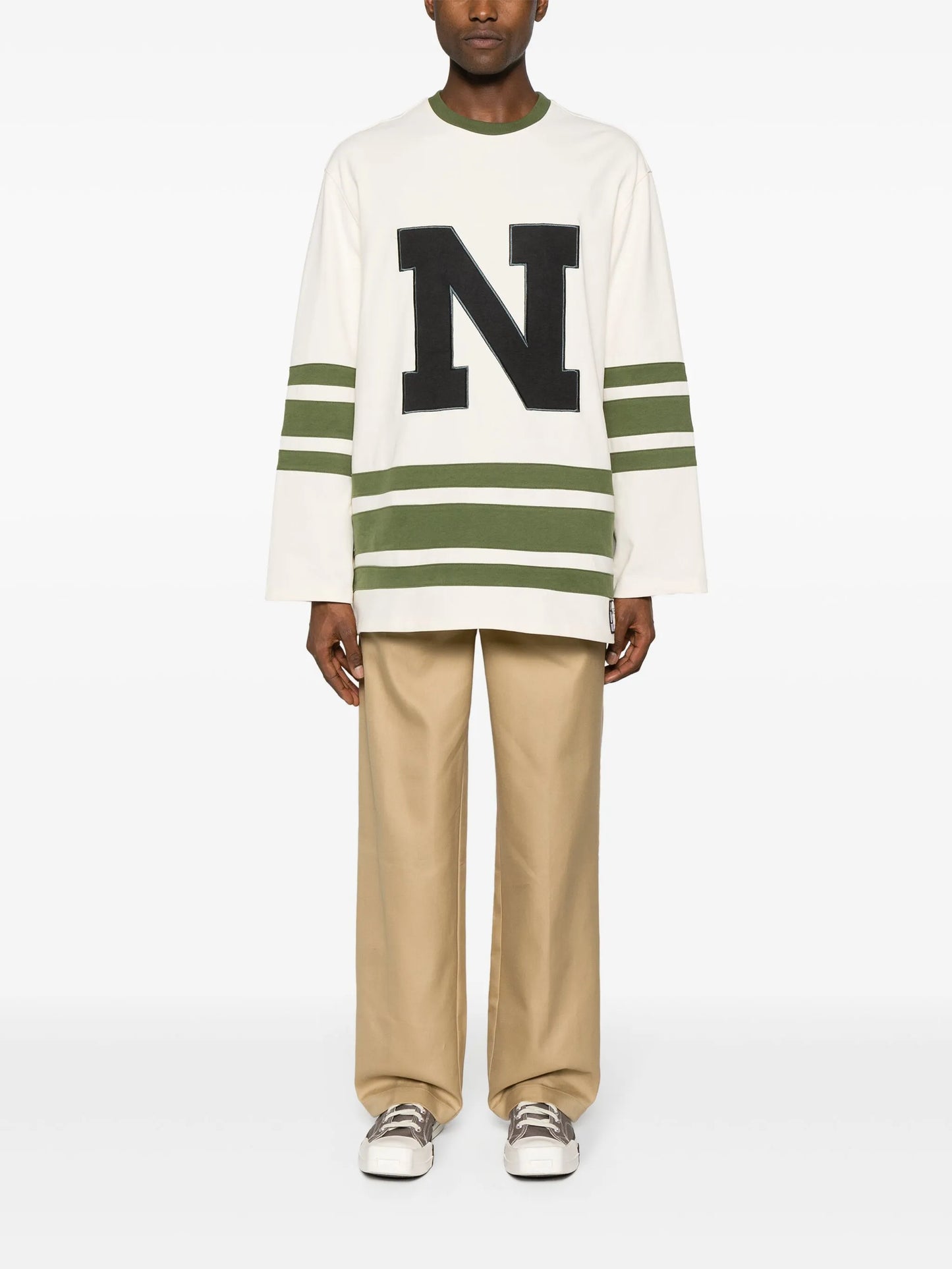 logo-embroidered stripe-detailing sweatshirt