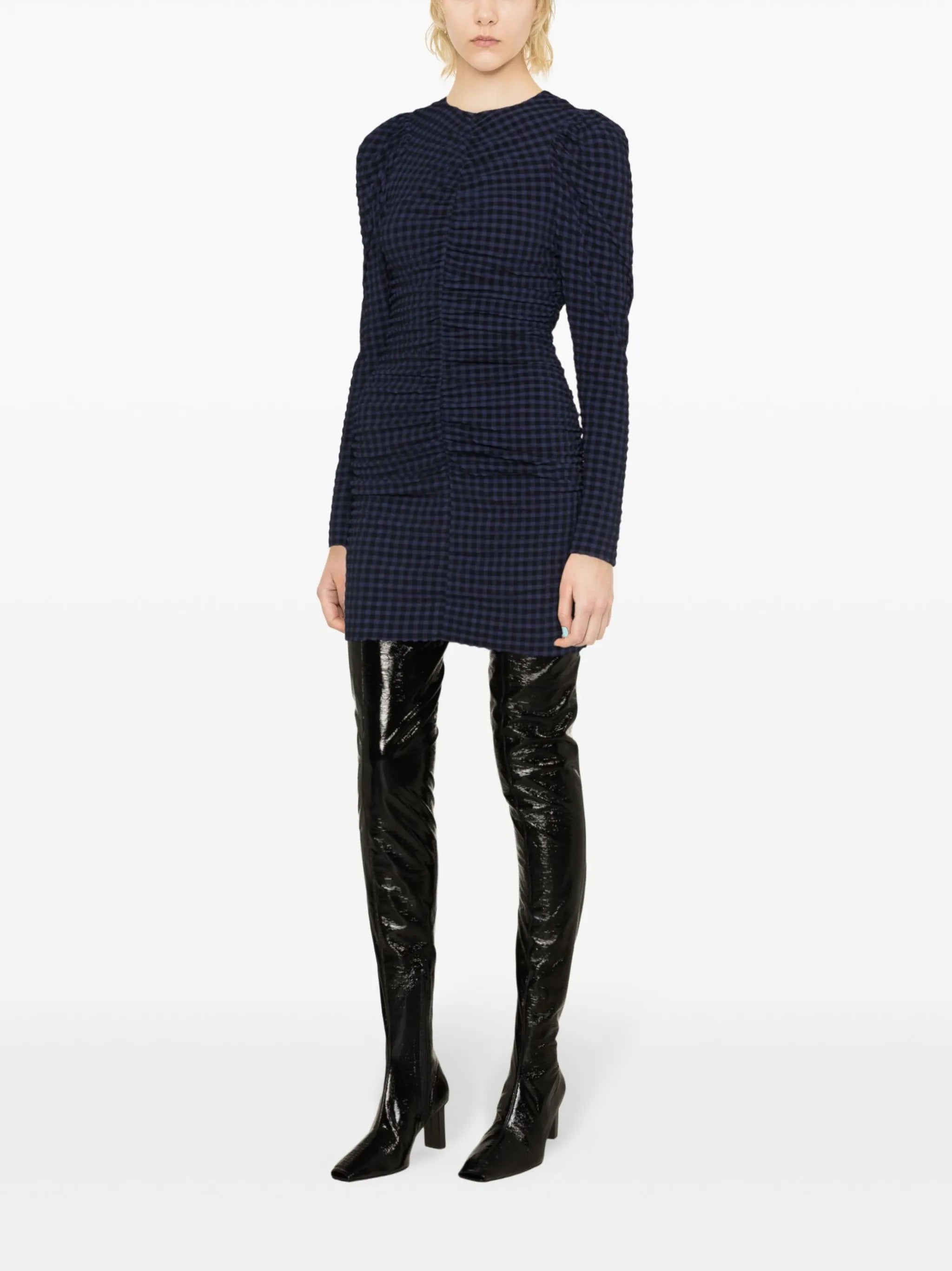 checkered seersucker mini dress