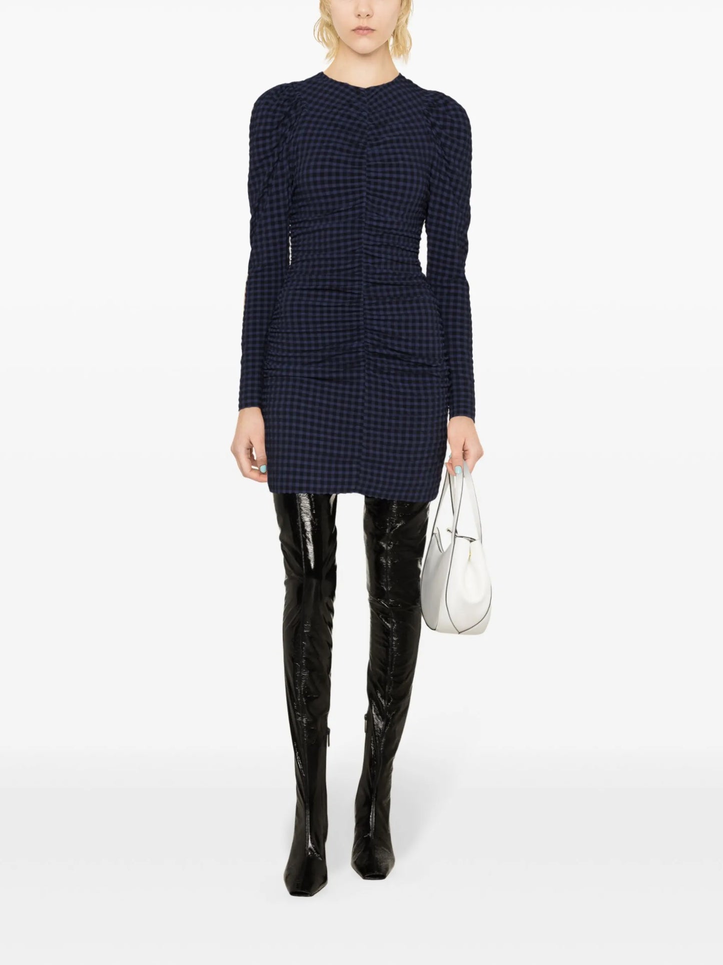 checkered seersucker mini dress