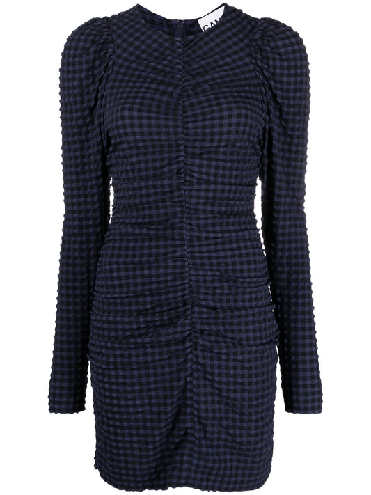 checkered seersucker mini dress