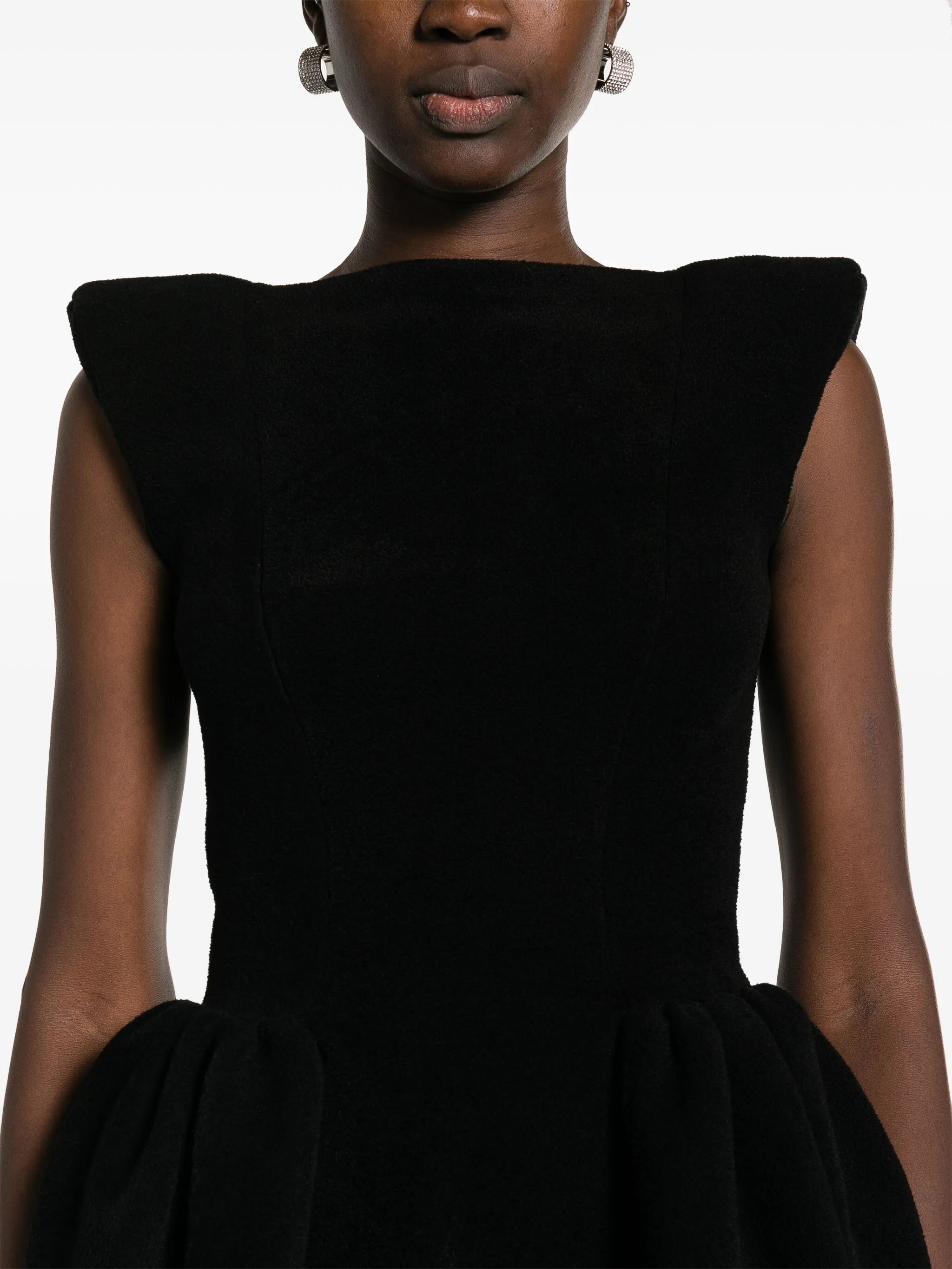 shoulder-padding chenille minidress