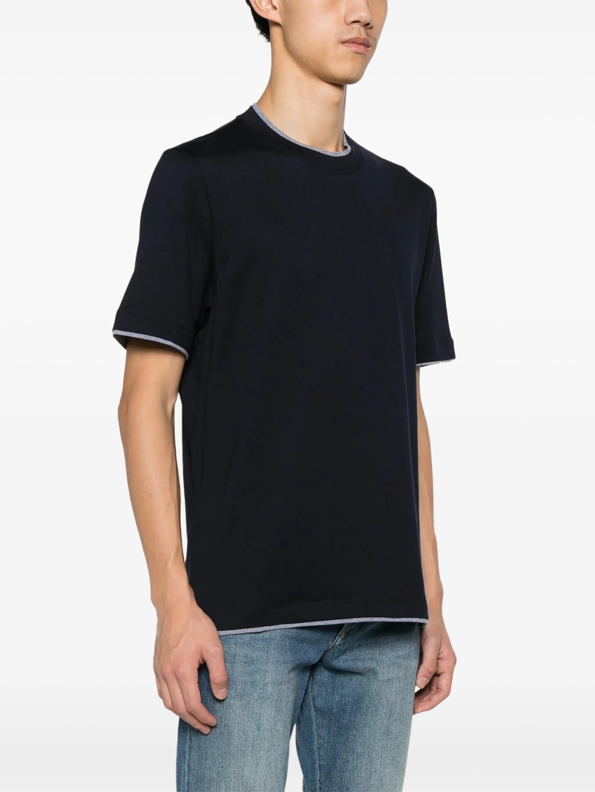 layered-effect cotton T-shirt