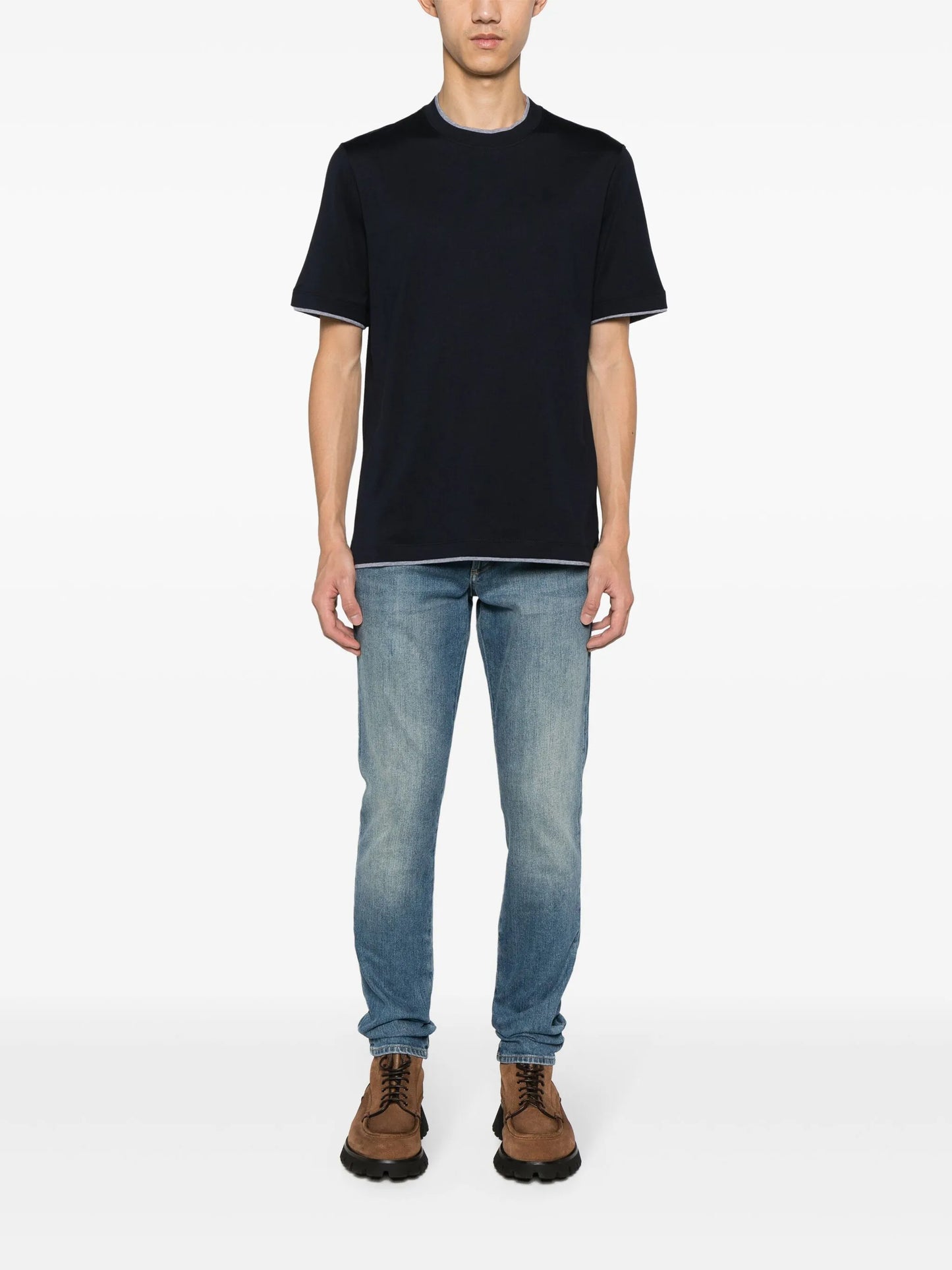 layered-effect cotton T-shirt