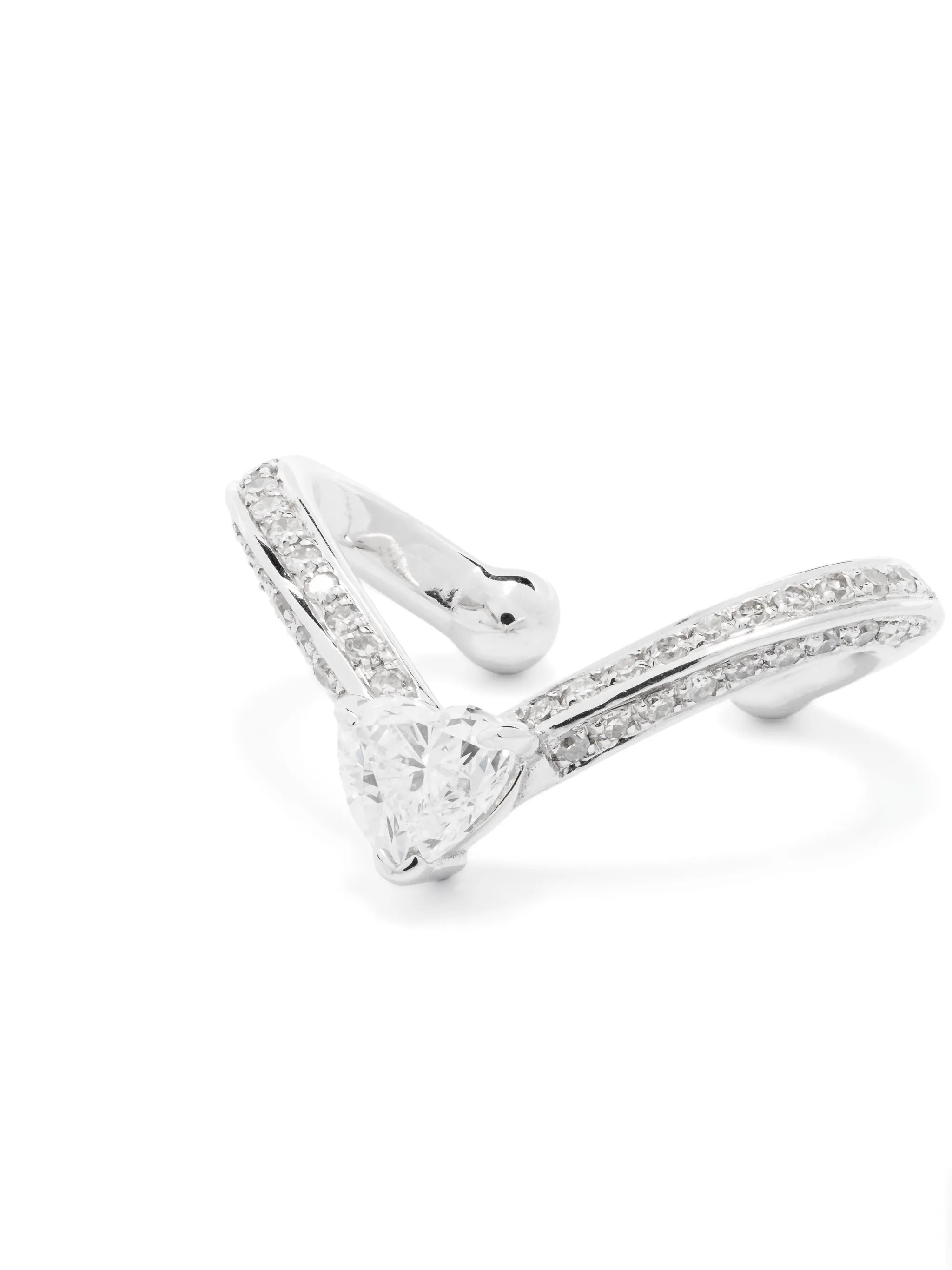 18kt white gold Heart Chevron diamond ear cuff
