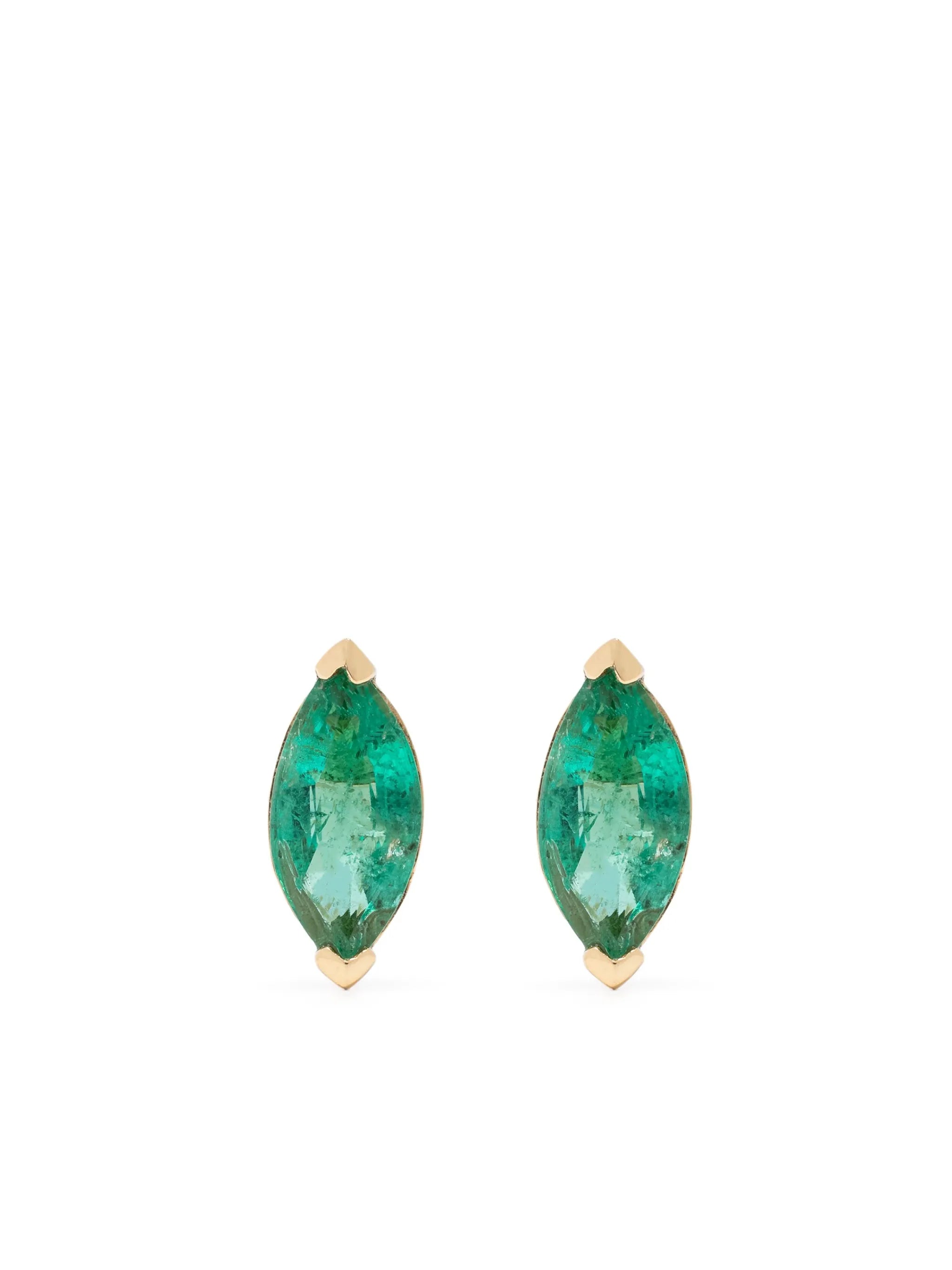 18kt yellow gold emerald stud earrings
