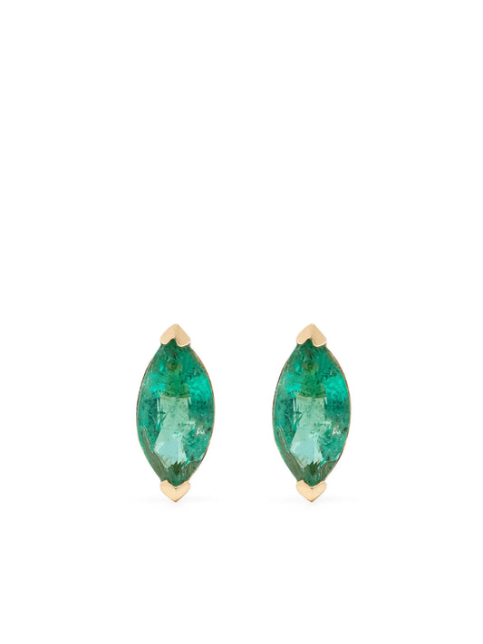18kt yellow gold emerald stud earrings
