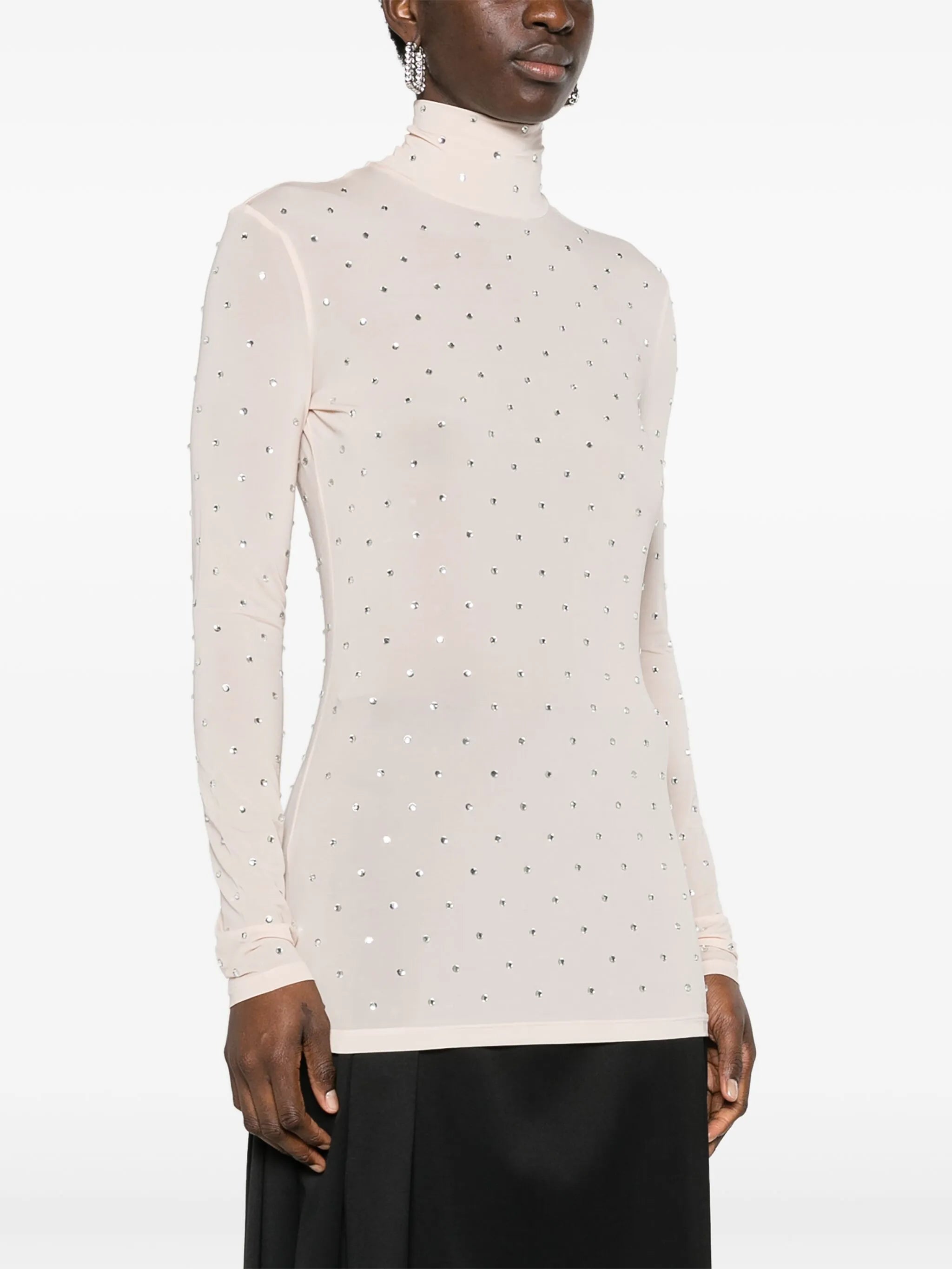 crystal-embellished high-neck top