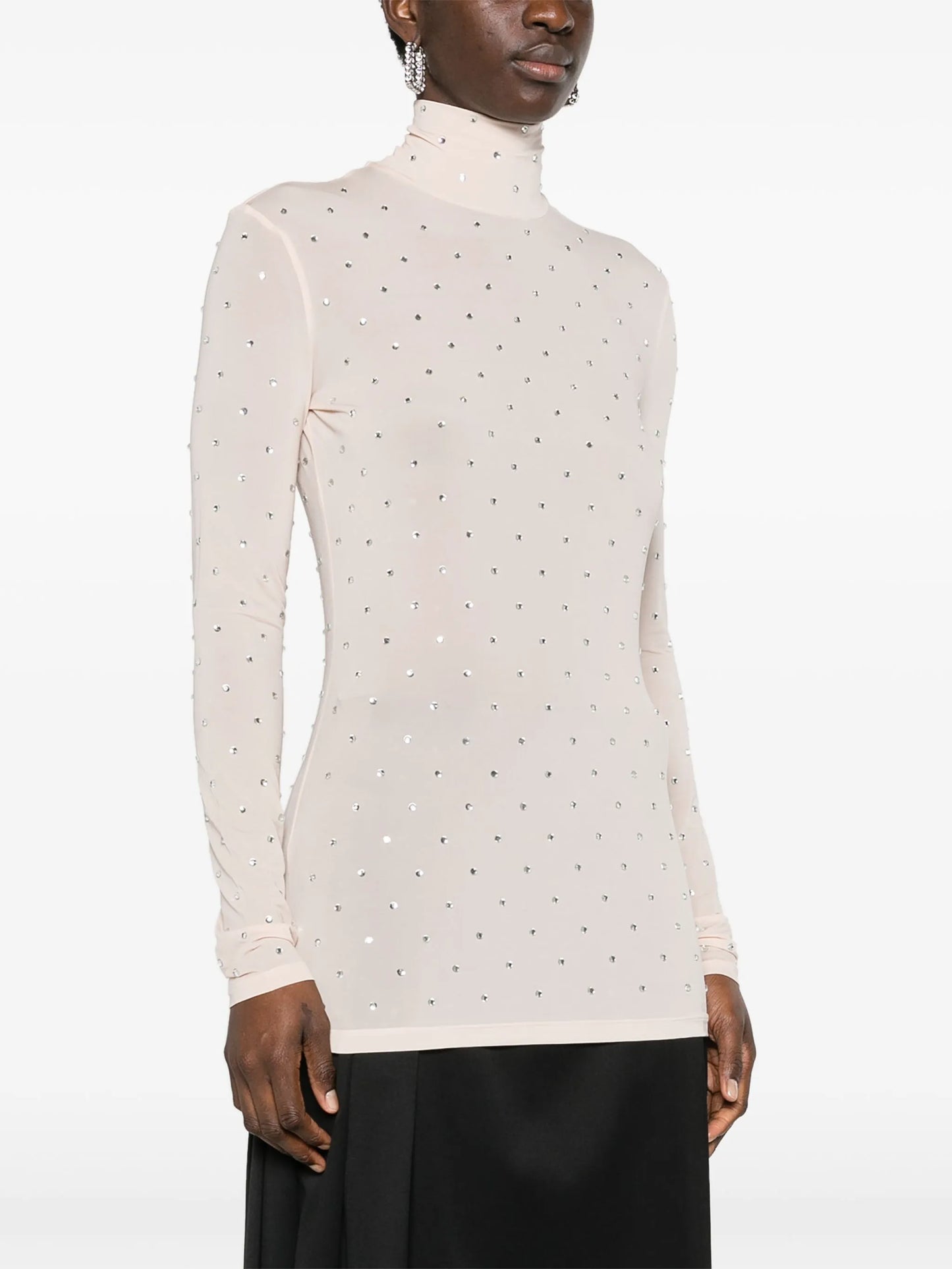 crystal-embellished high-neck top