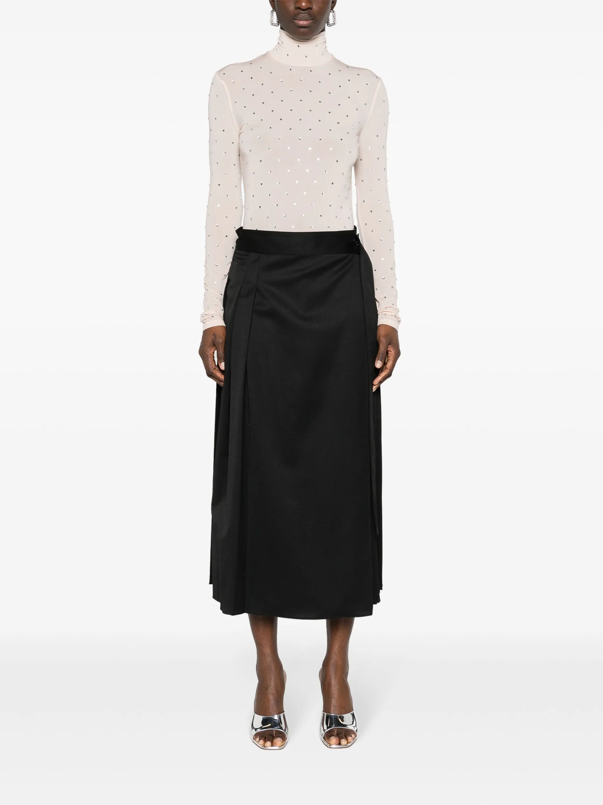 crystal-embellished high-neck top