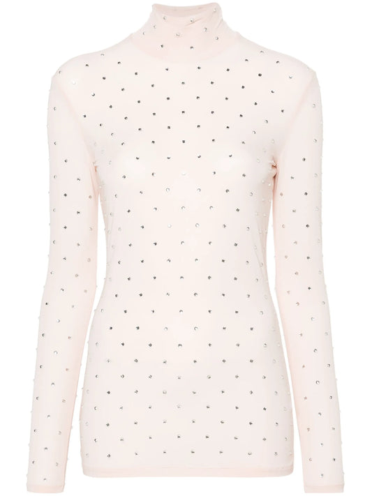 crystal-embellished high-neck top