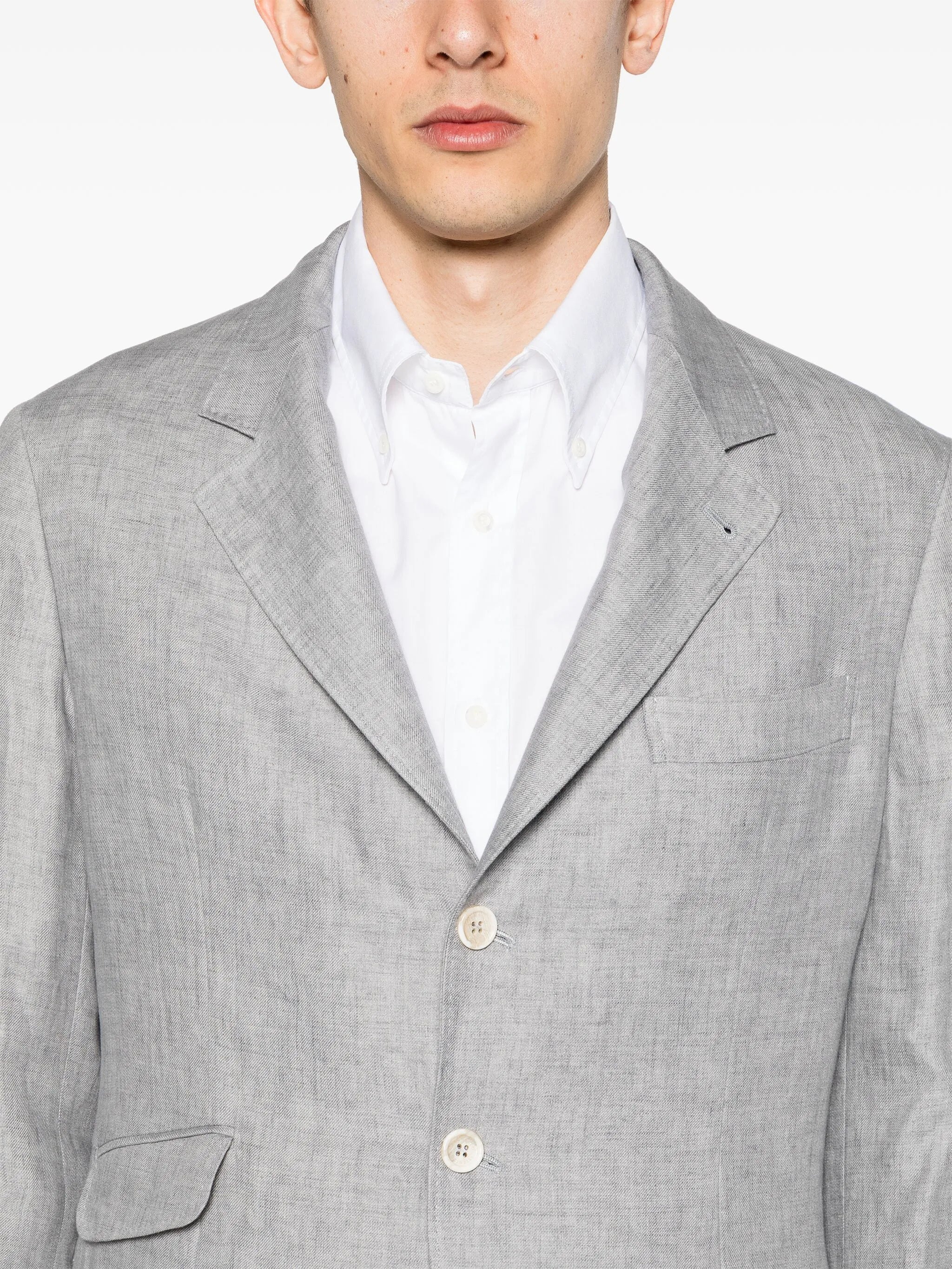single-breasted linen suit