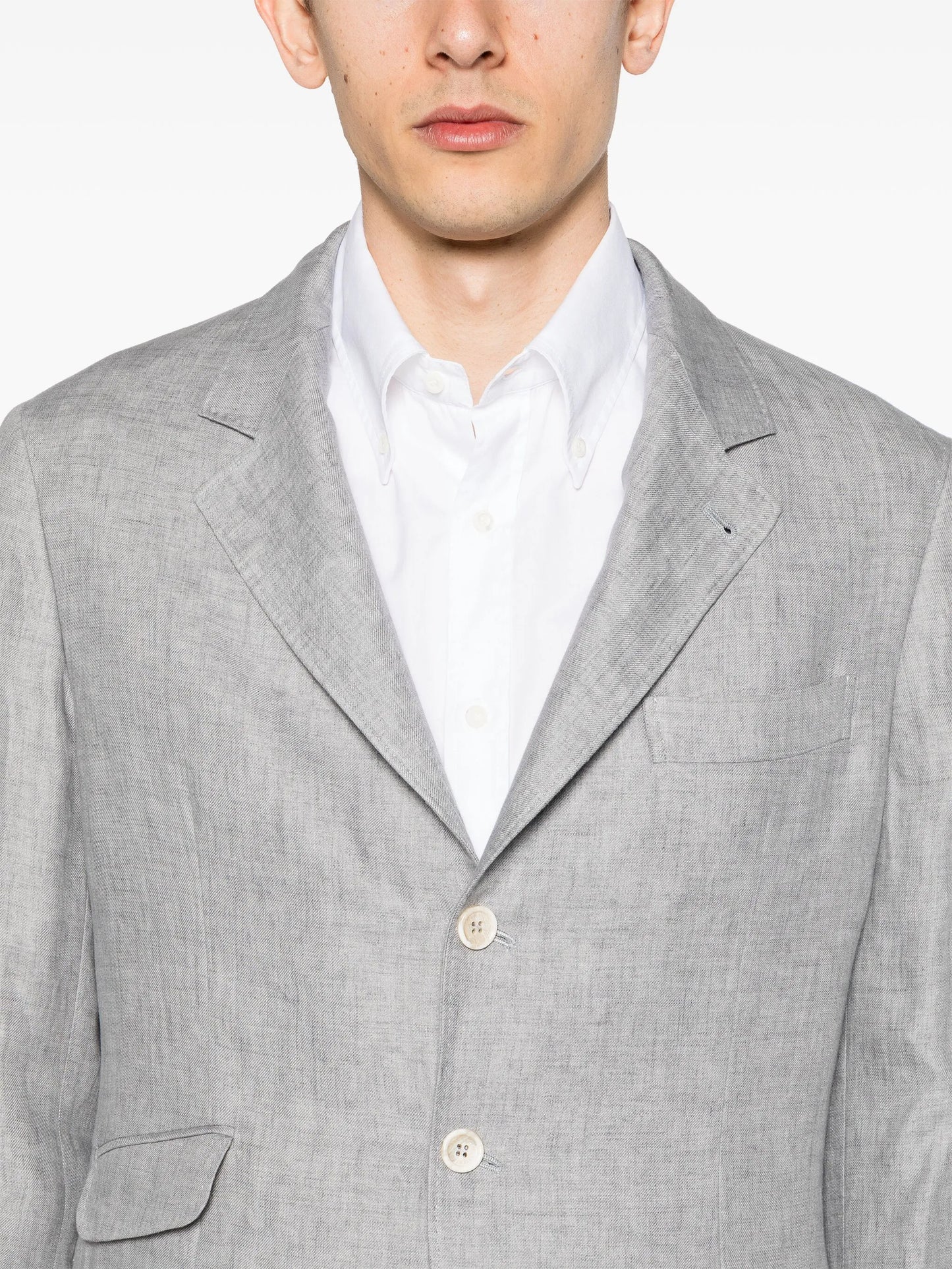 single-breasted linen suit