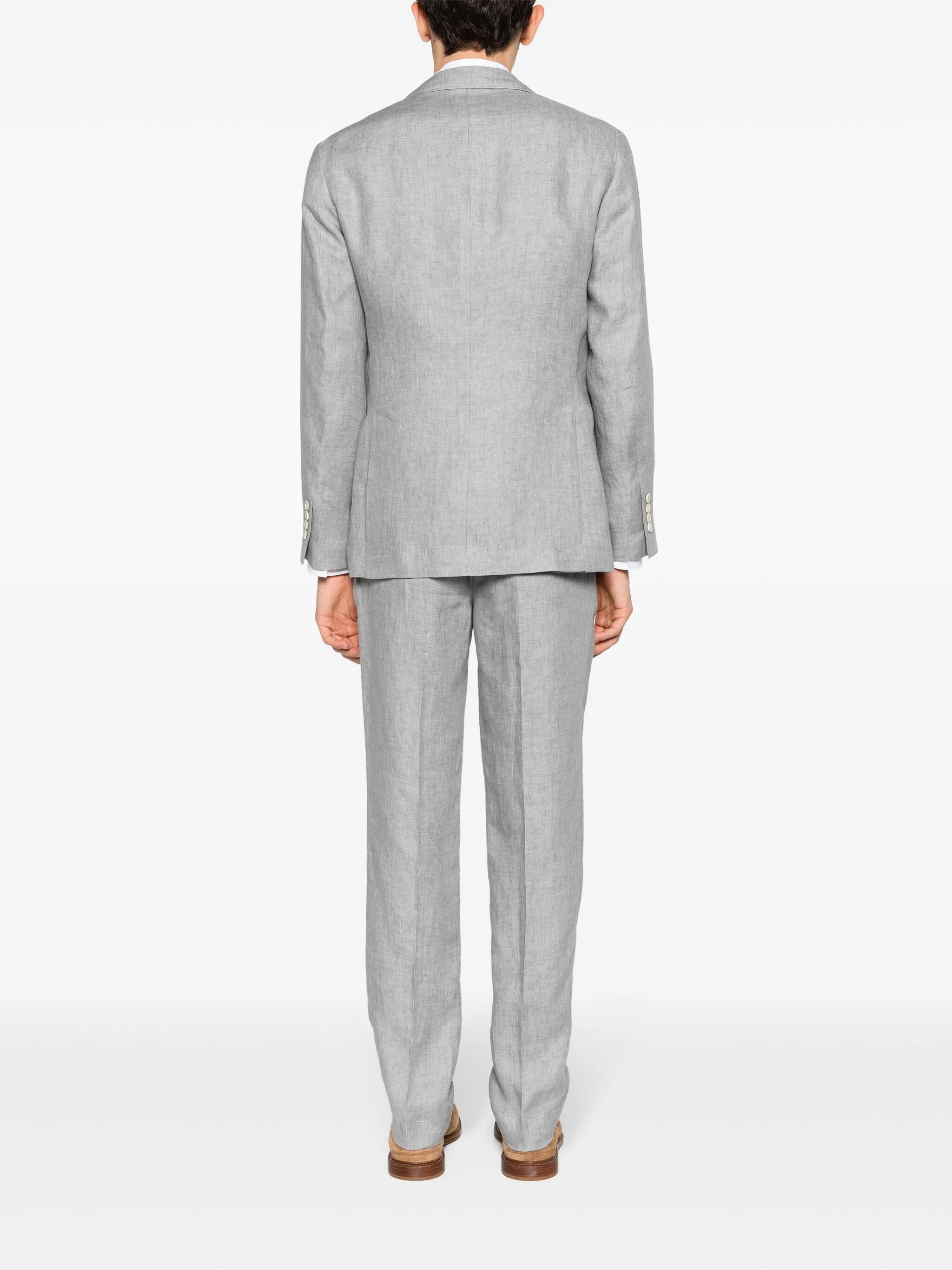 single-breasted linen suit