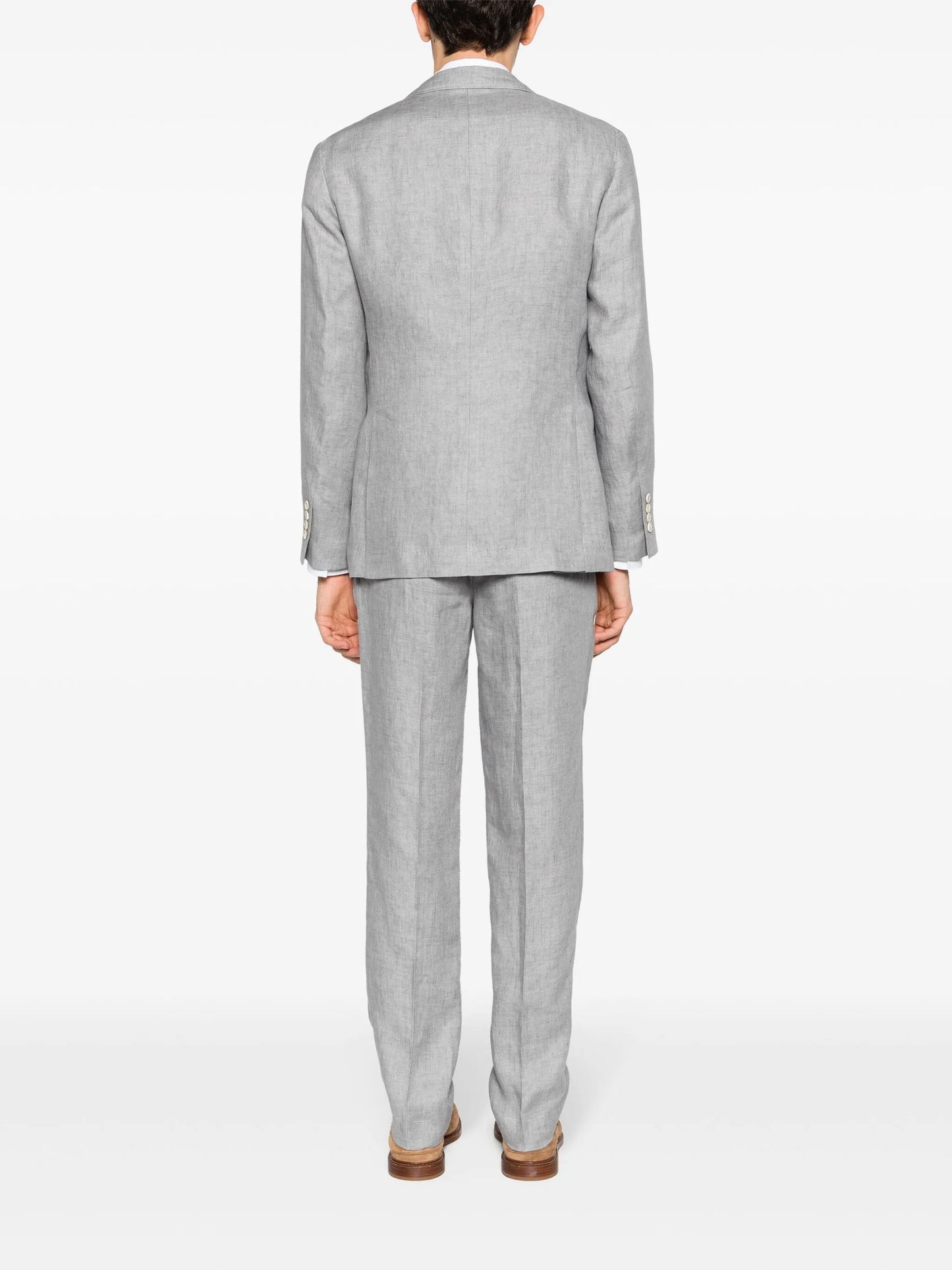 single-breasted linen suit