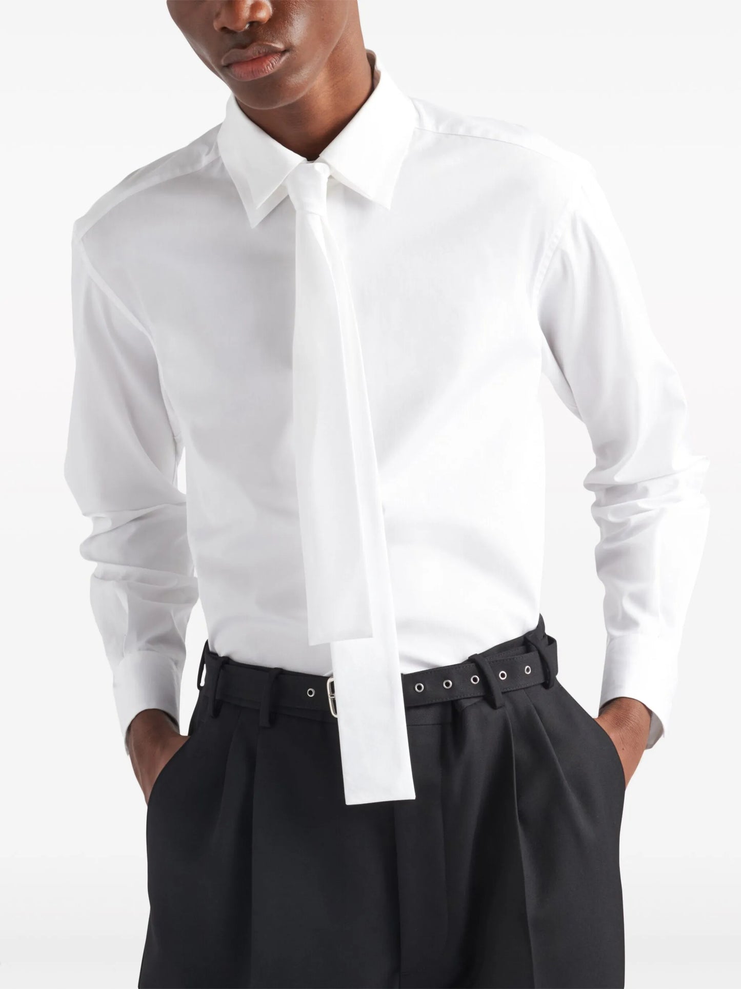 tie-detail cotton shirt