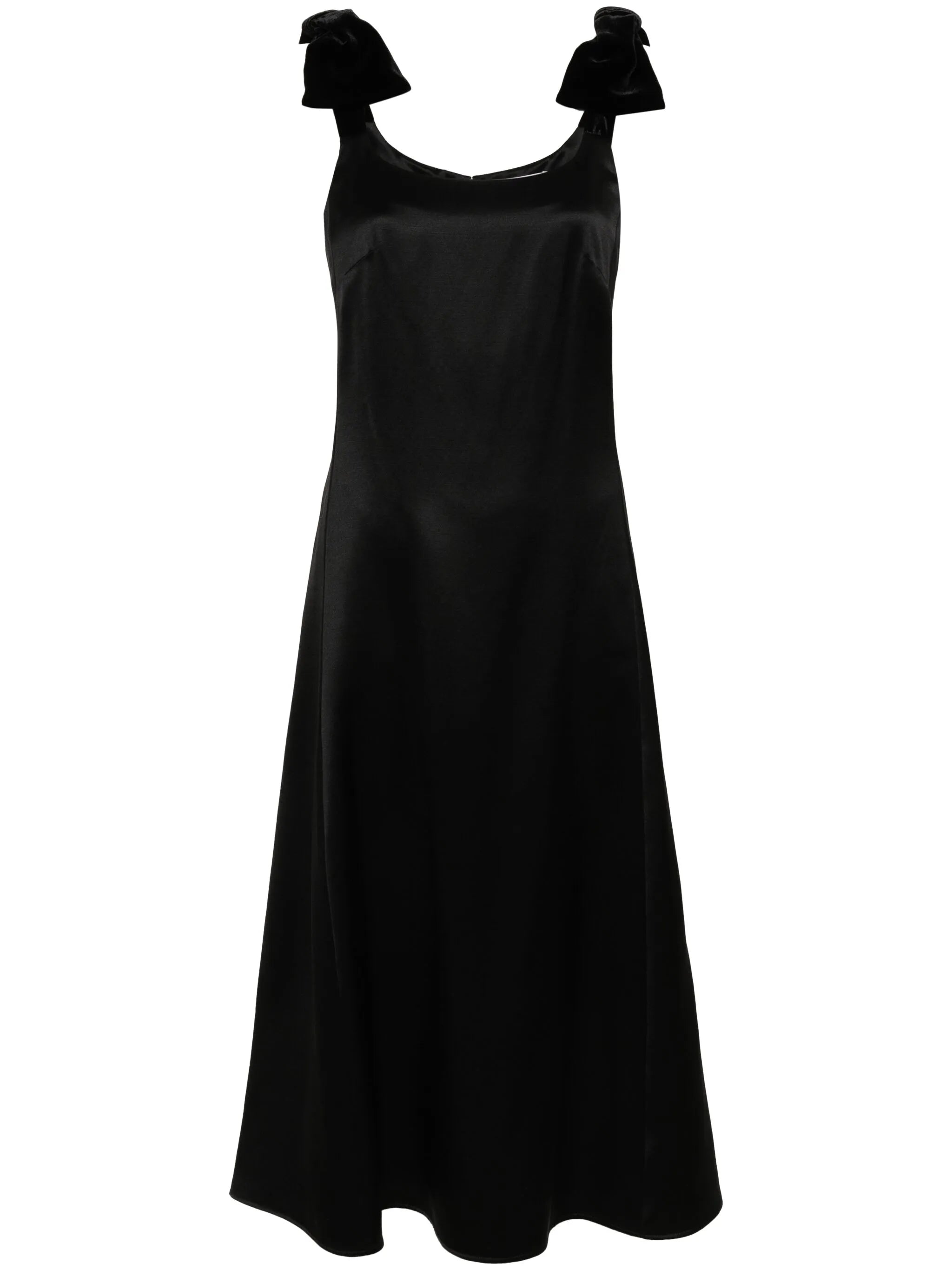 bow-embellished satin midi dress