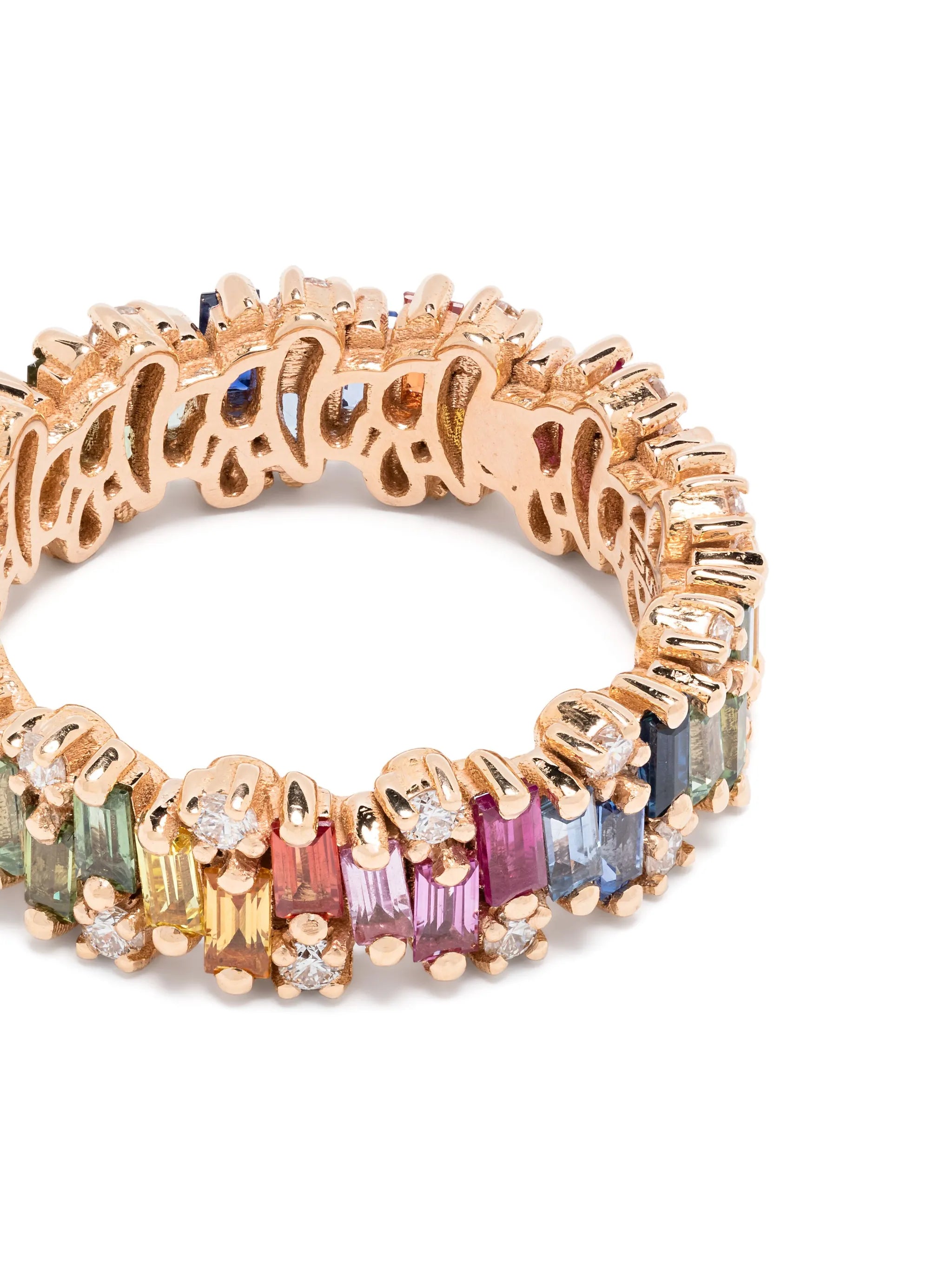 18kt rose gold Shimmer Alaia Rainbow sapphire eternity band ring