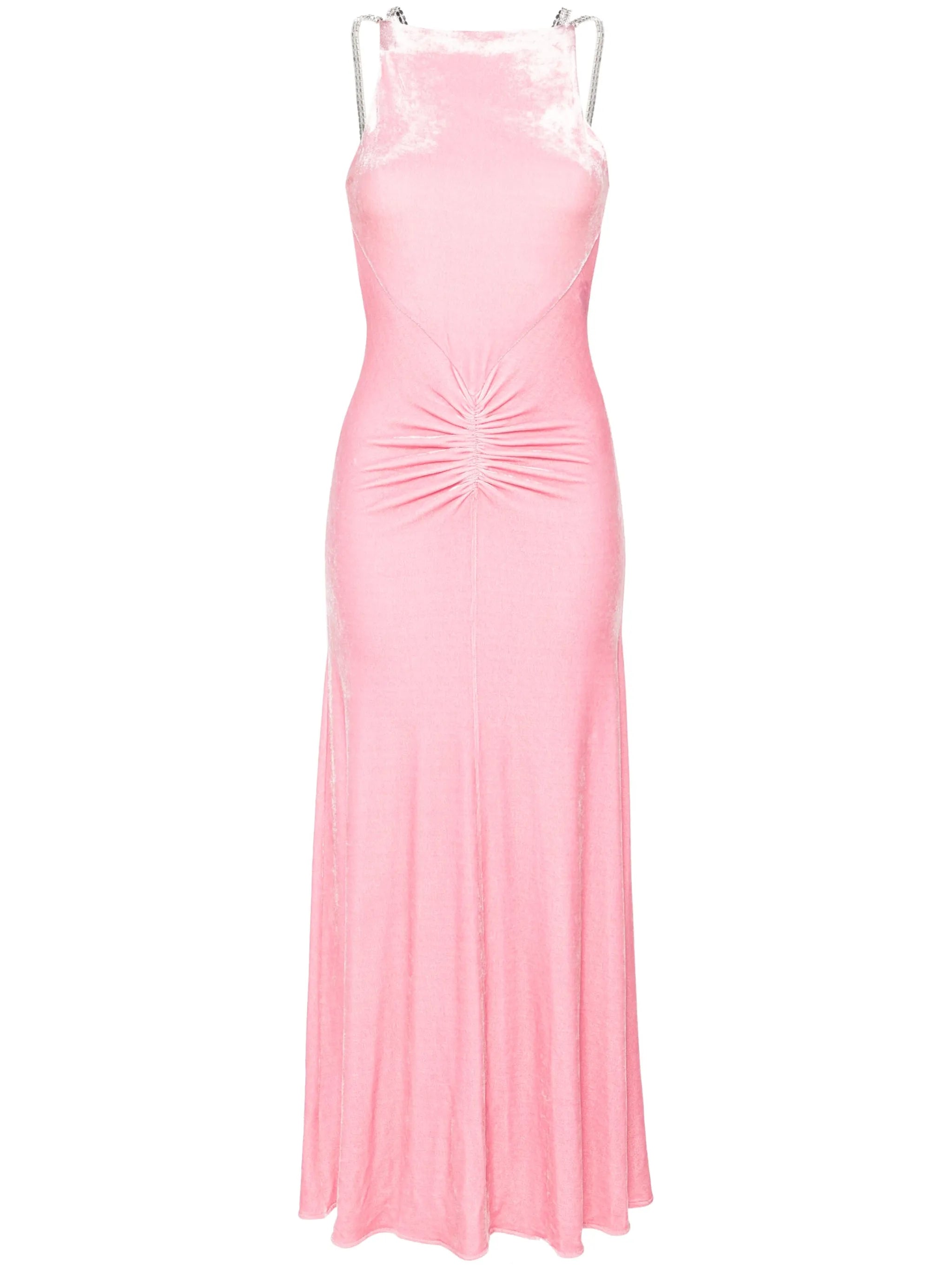 crystal-straps velvet maxi dress