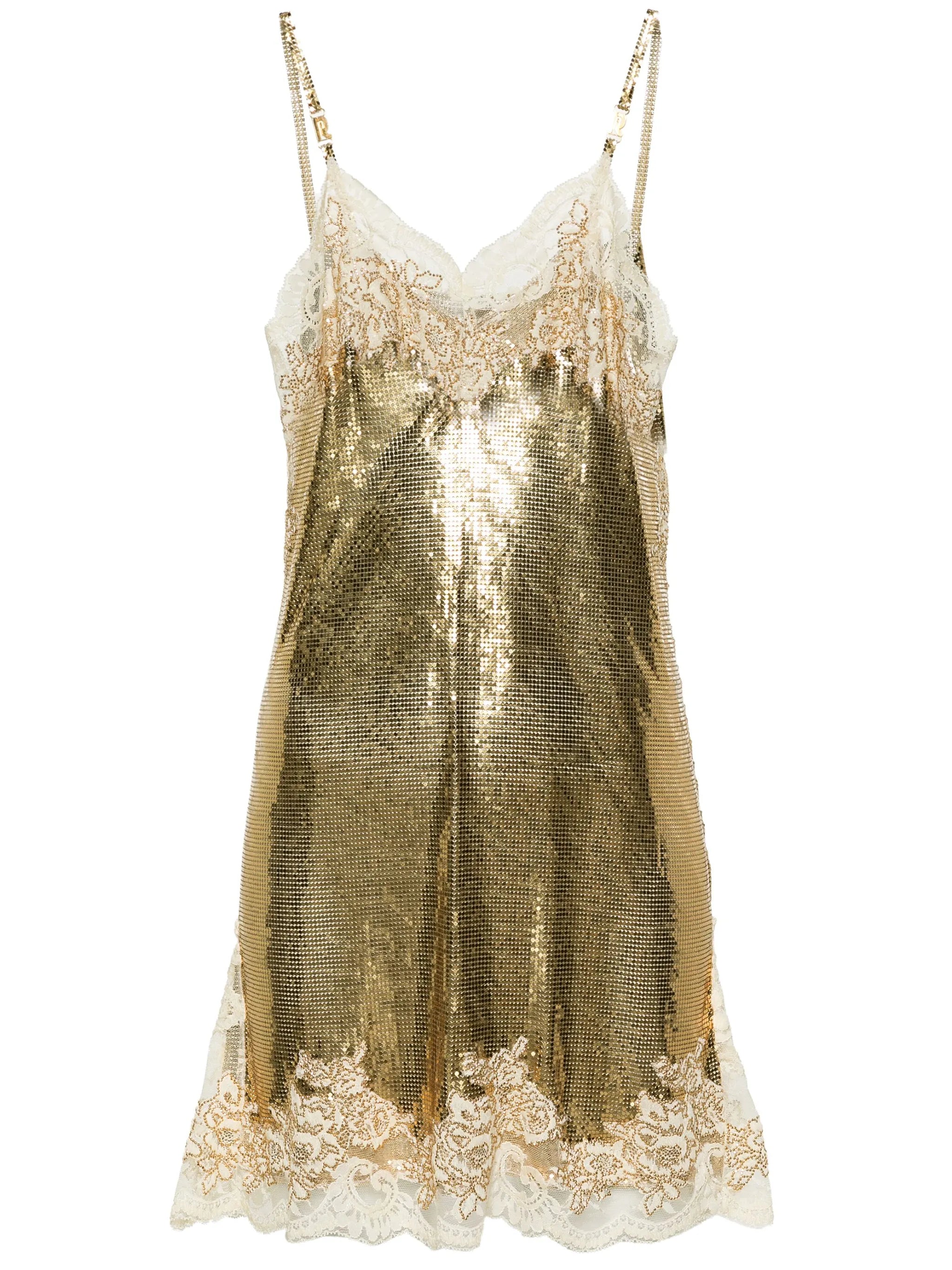 lace-trim chainmail minidress
