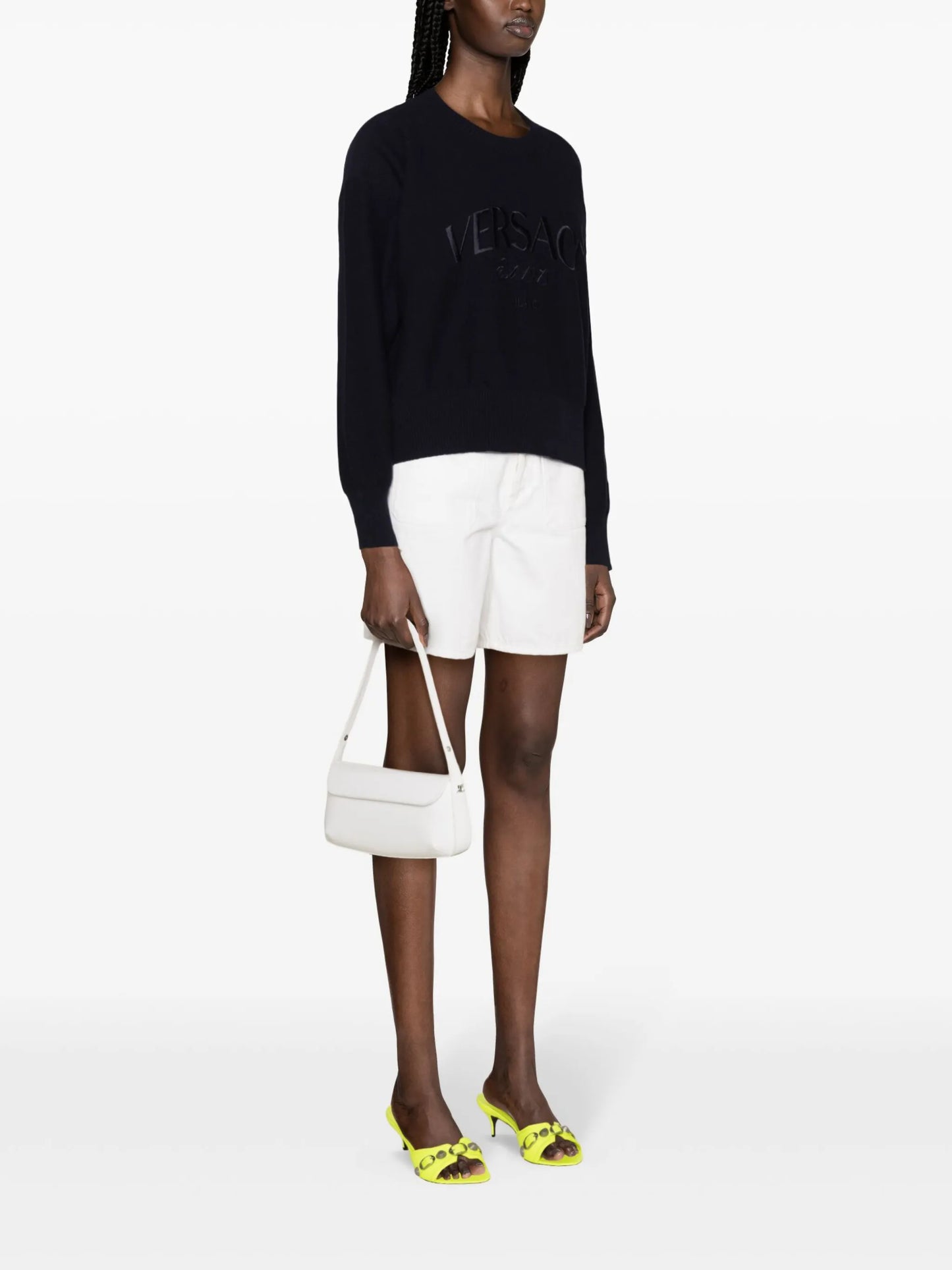 logo-embroidered fine-knit jumper