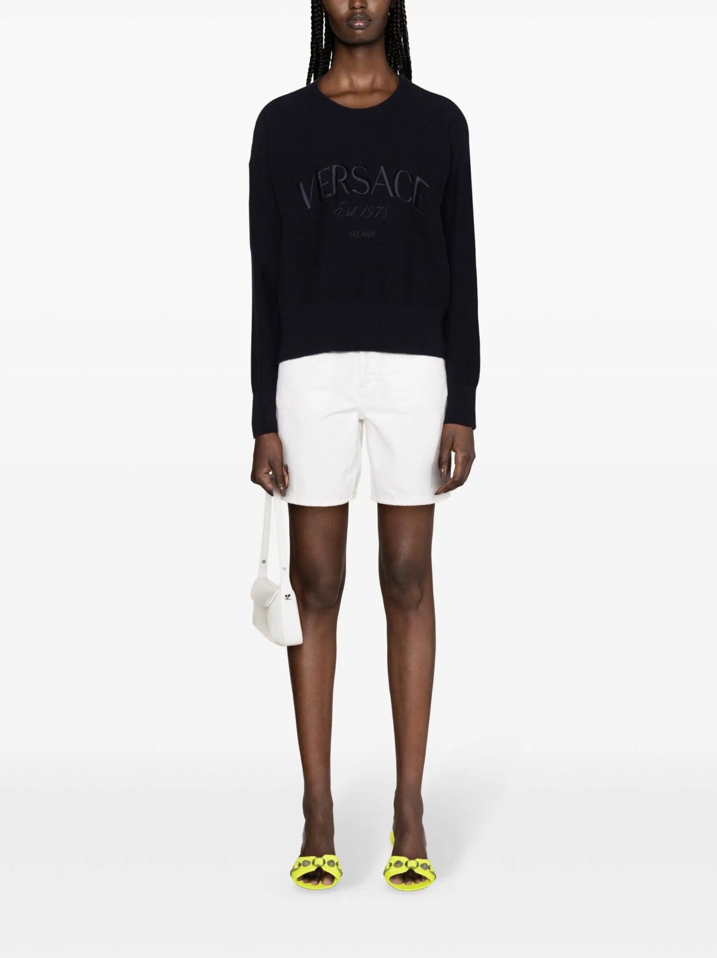 logo-embroidered fine-knit jumper