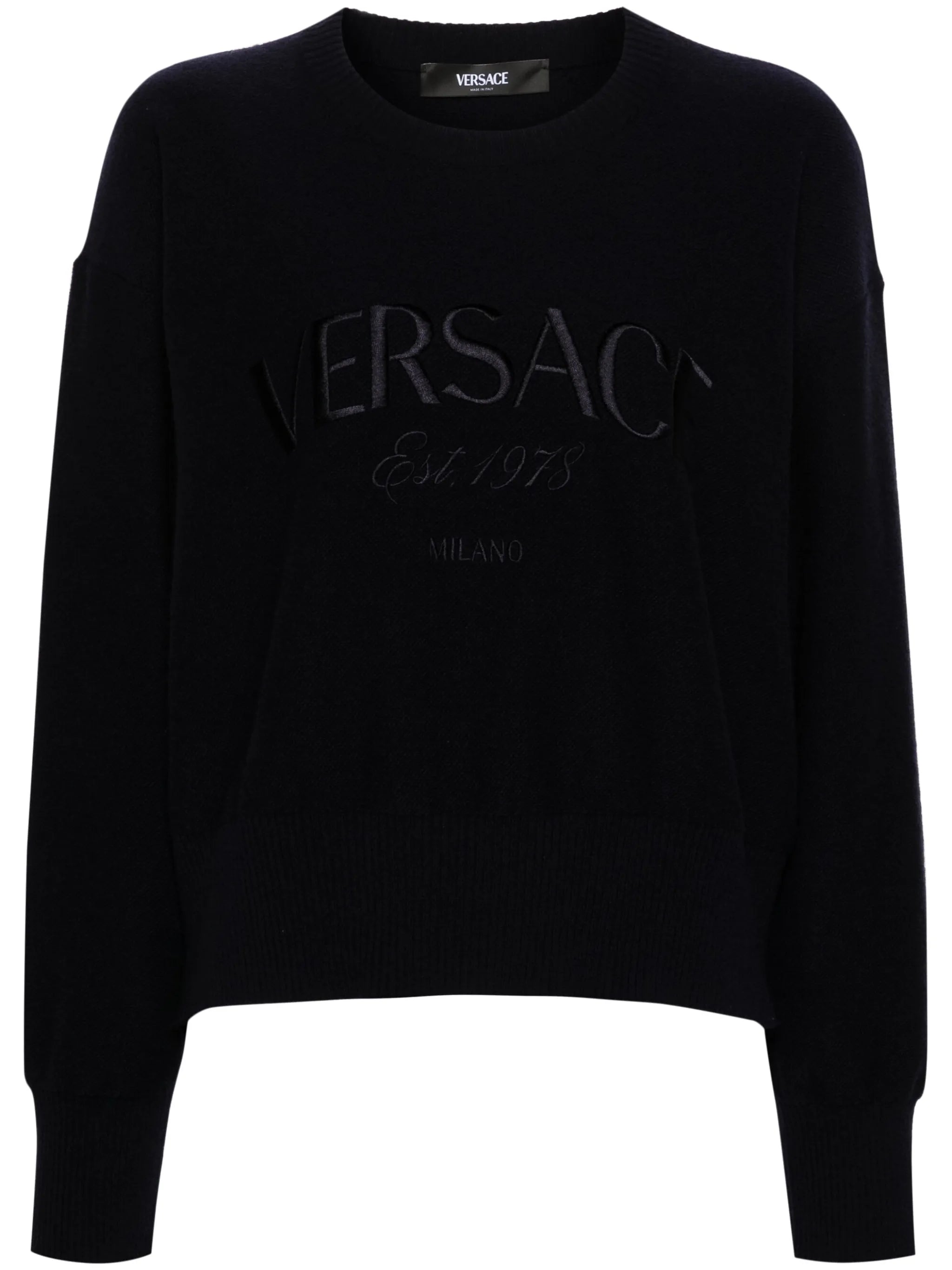 logo-embroidered fine-knit jumper