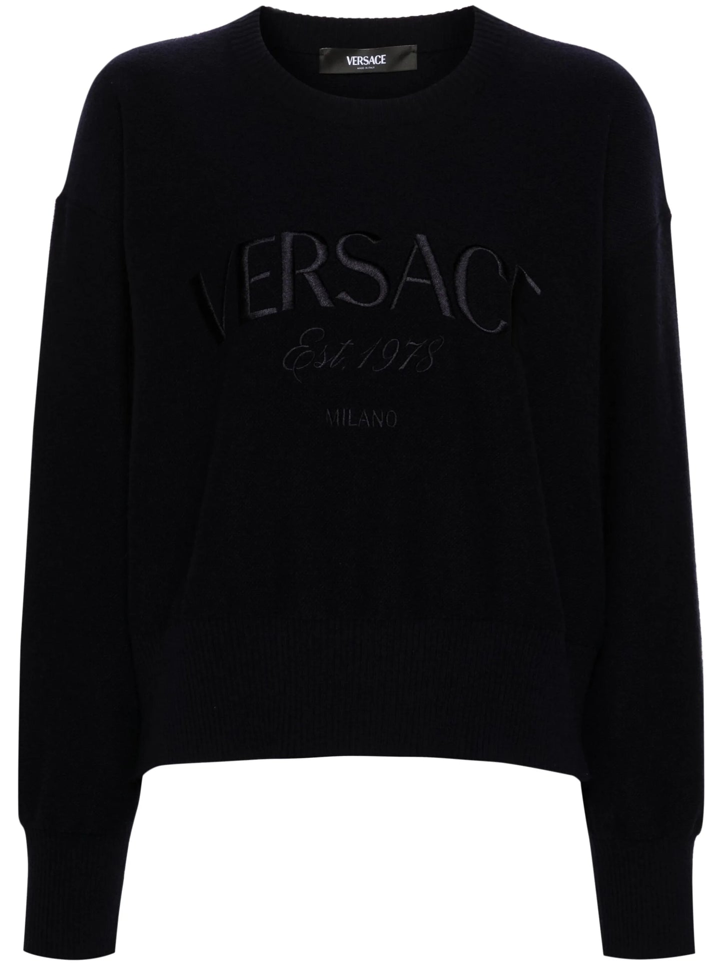 logo-embroidered fine-knit jumper