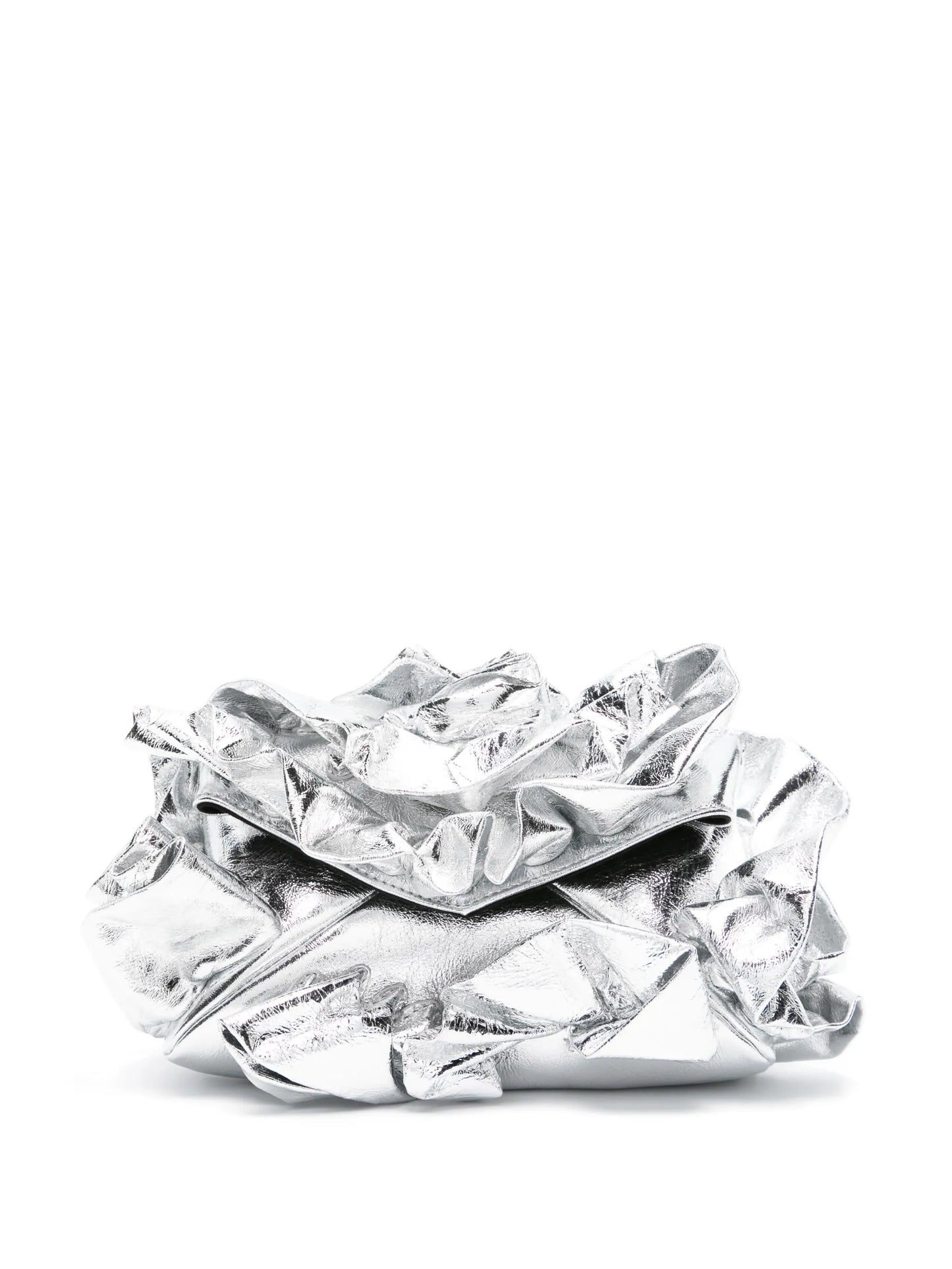 metallic ruffled clutch bag