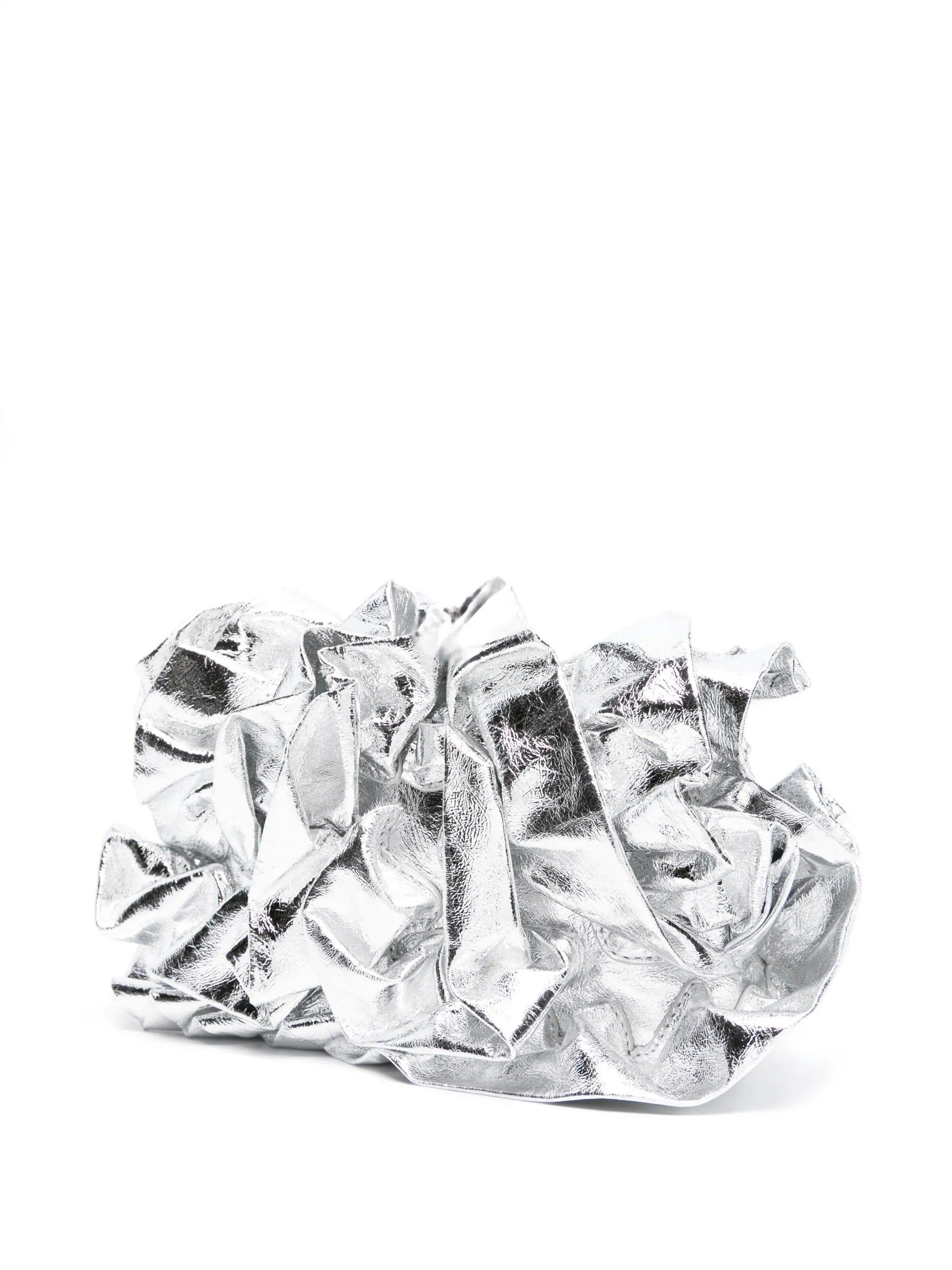 metallic ruffled clutch bag