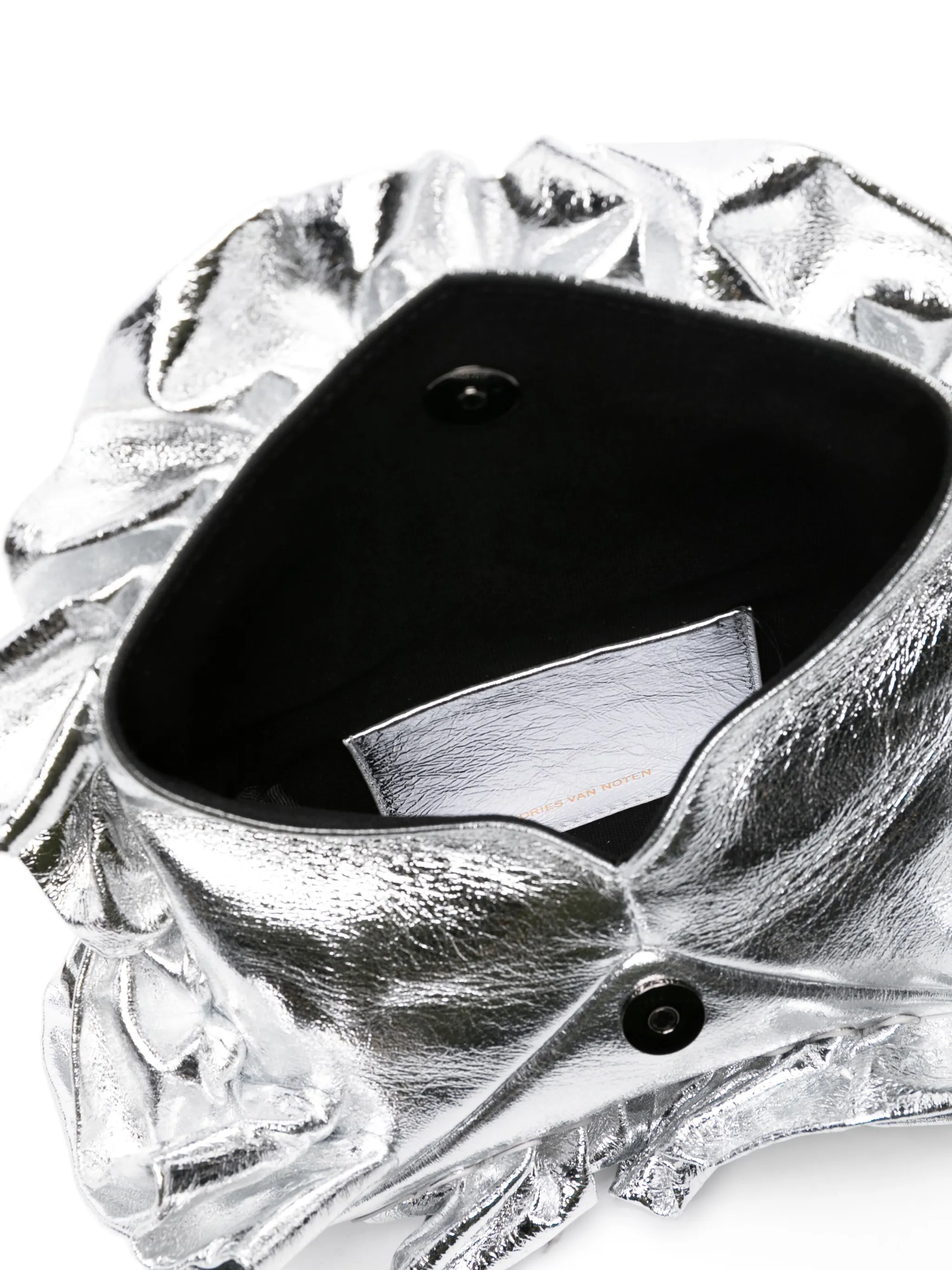 metallic ruffled clutch bag