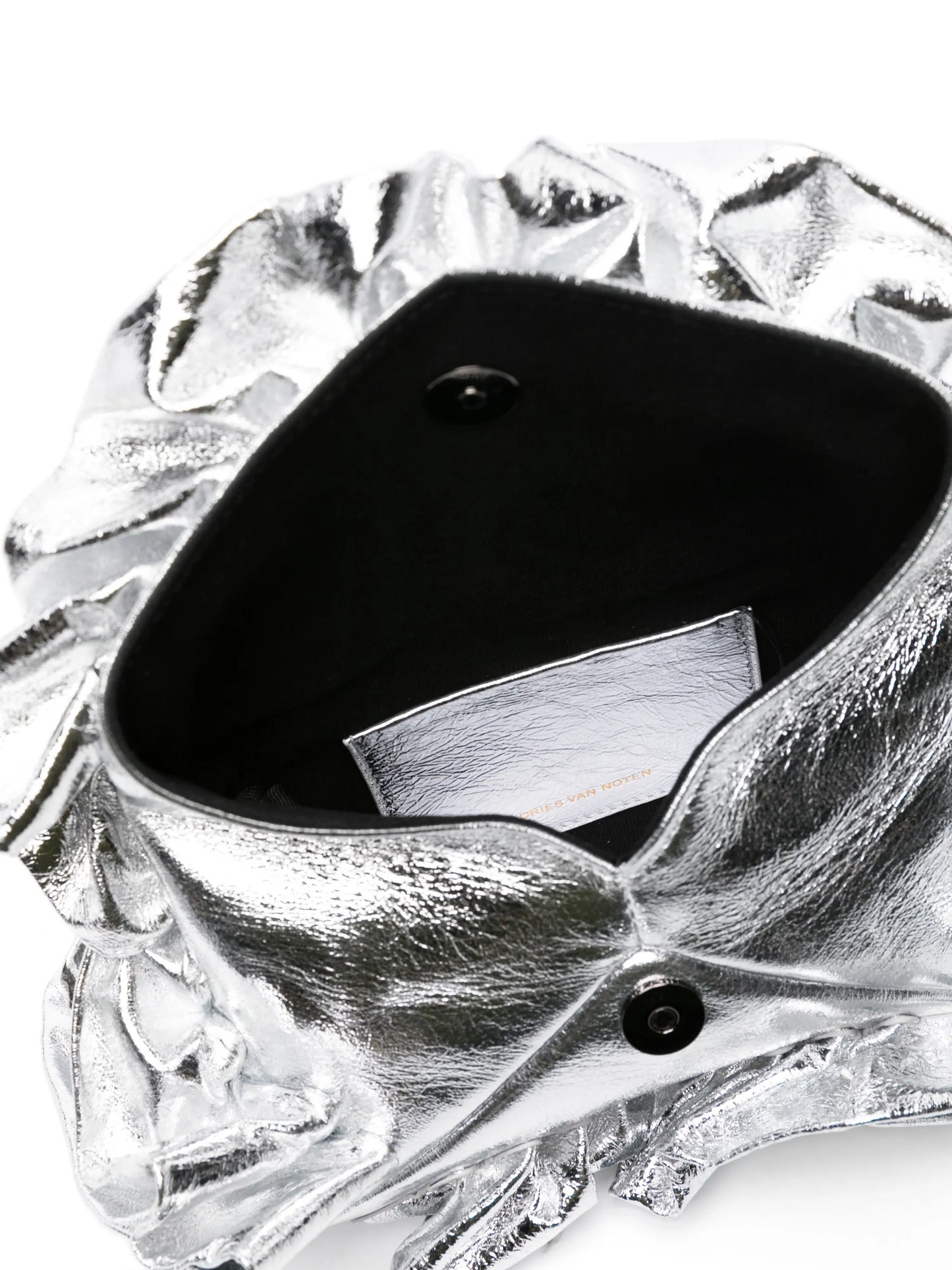metallic ruffled clutch bag