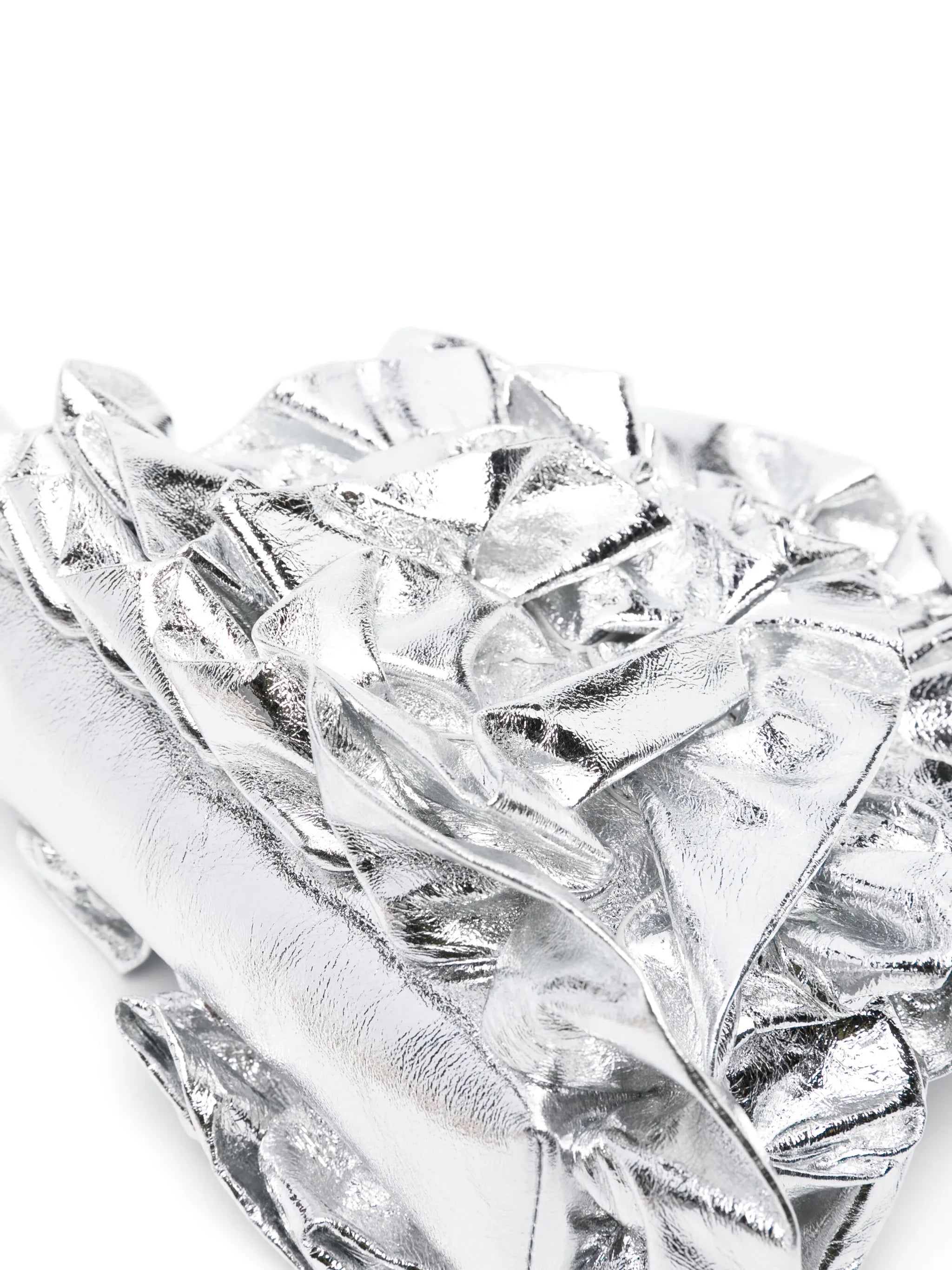 metallic ruffled clutch bag