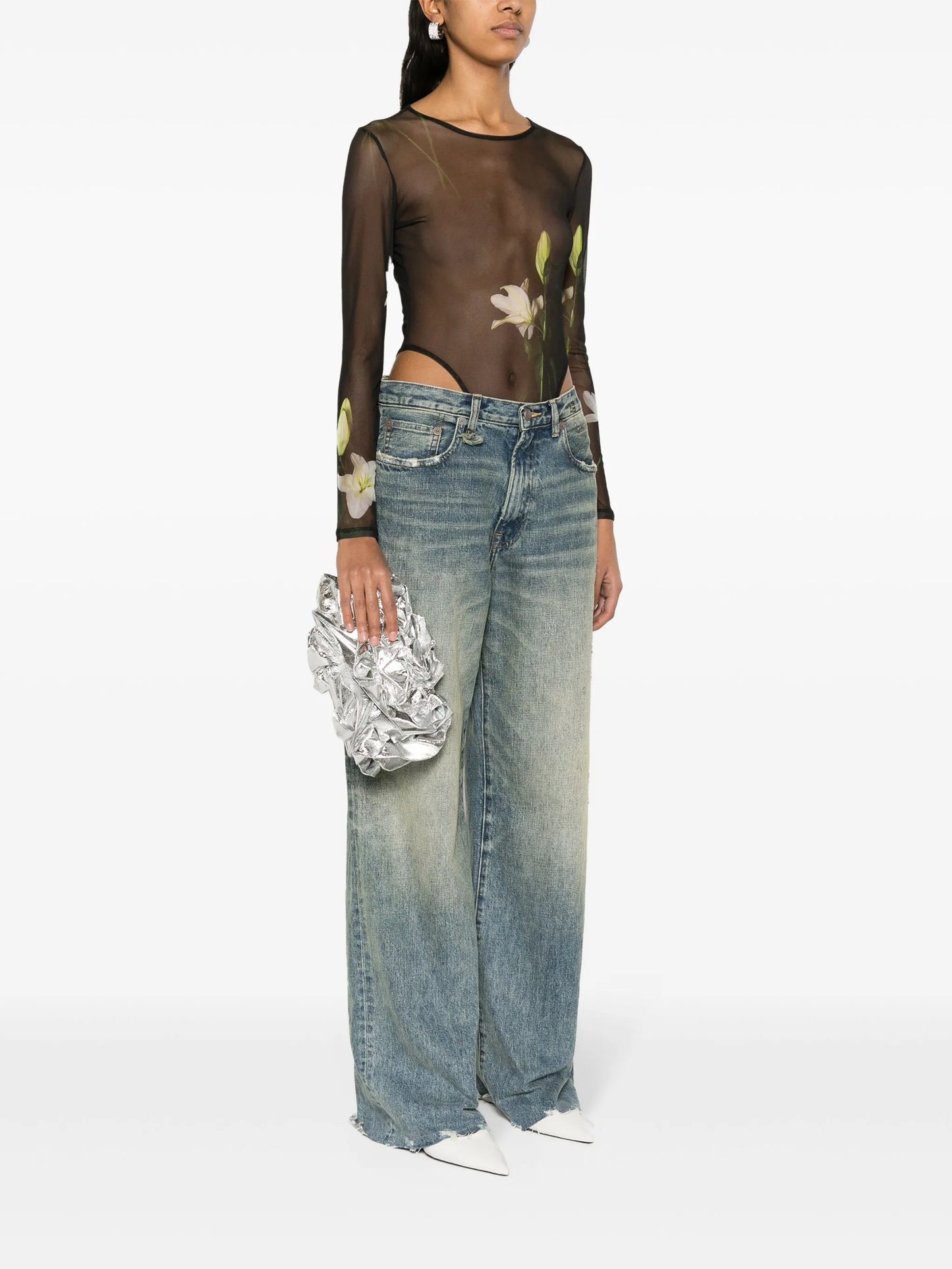 metallic ruffled clutch bag