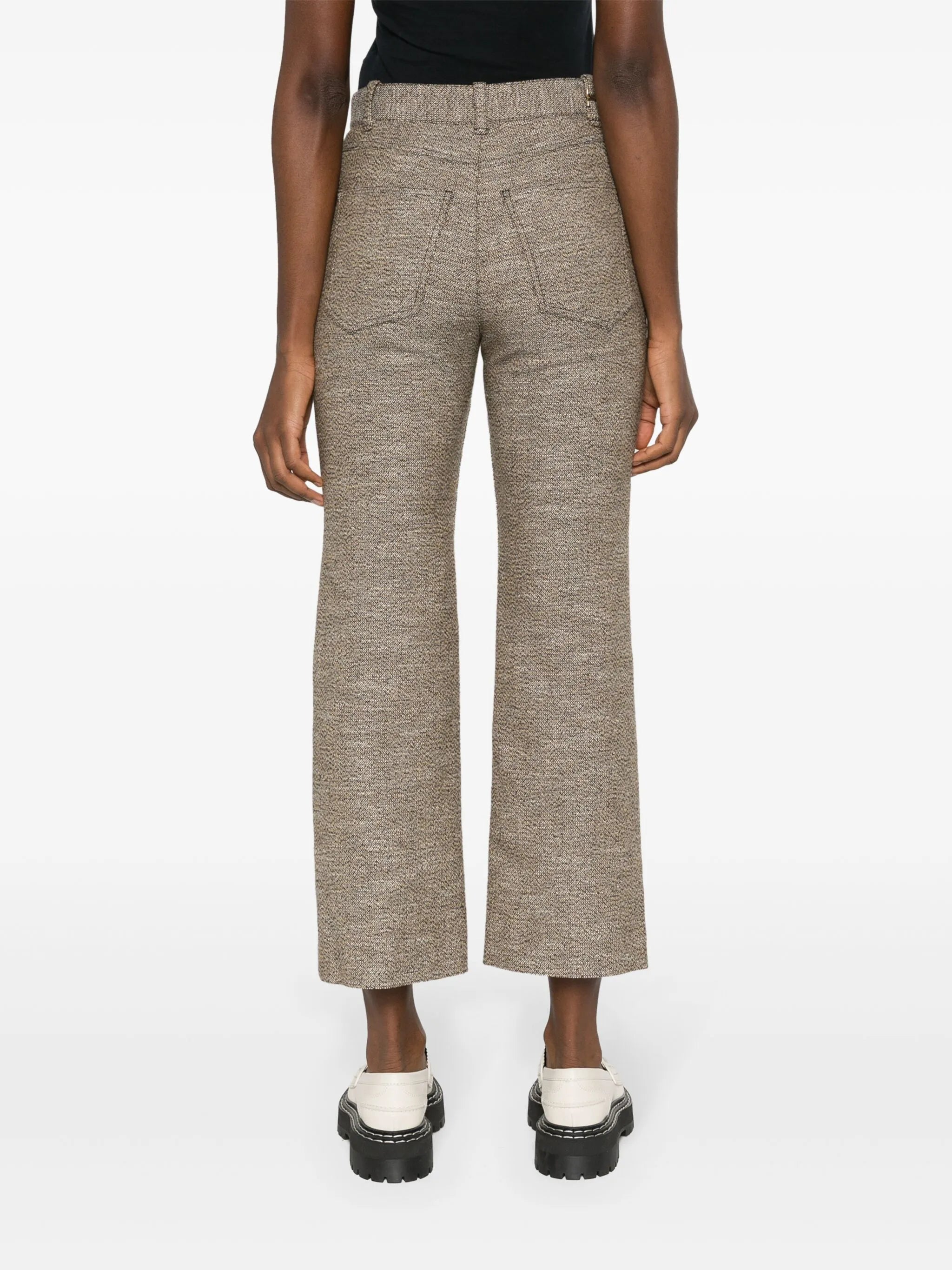 flared tweed cropped trousers