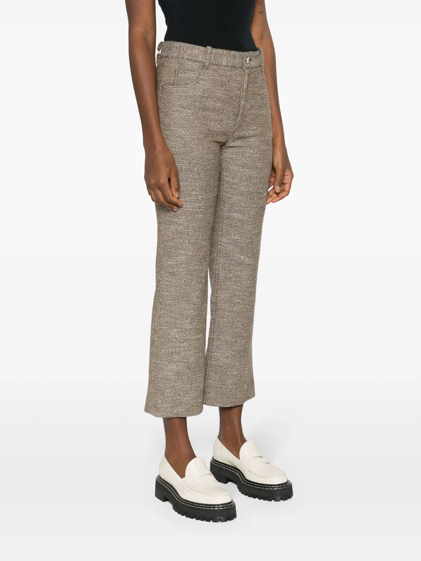flared tweed cropped trousers