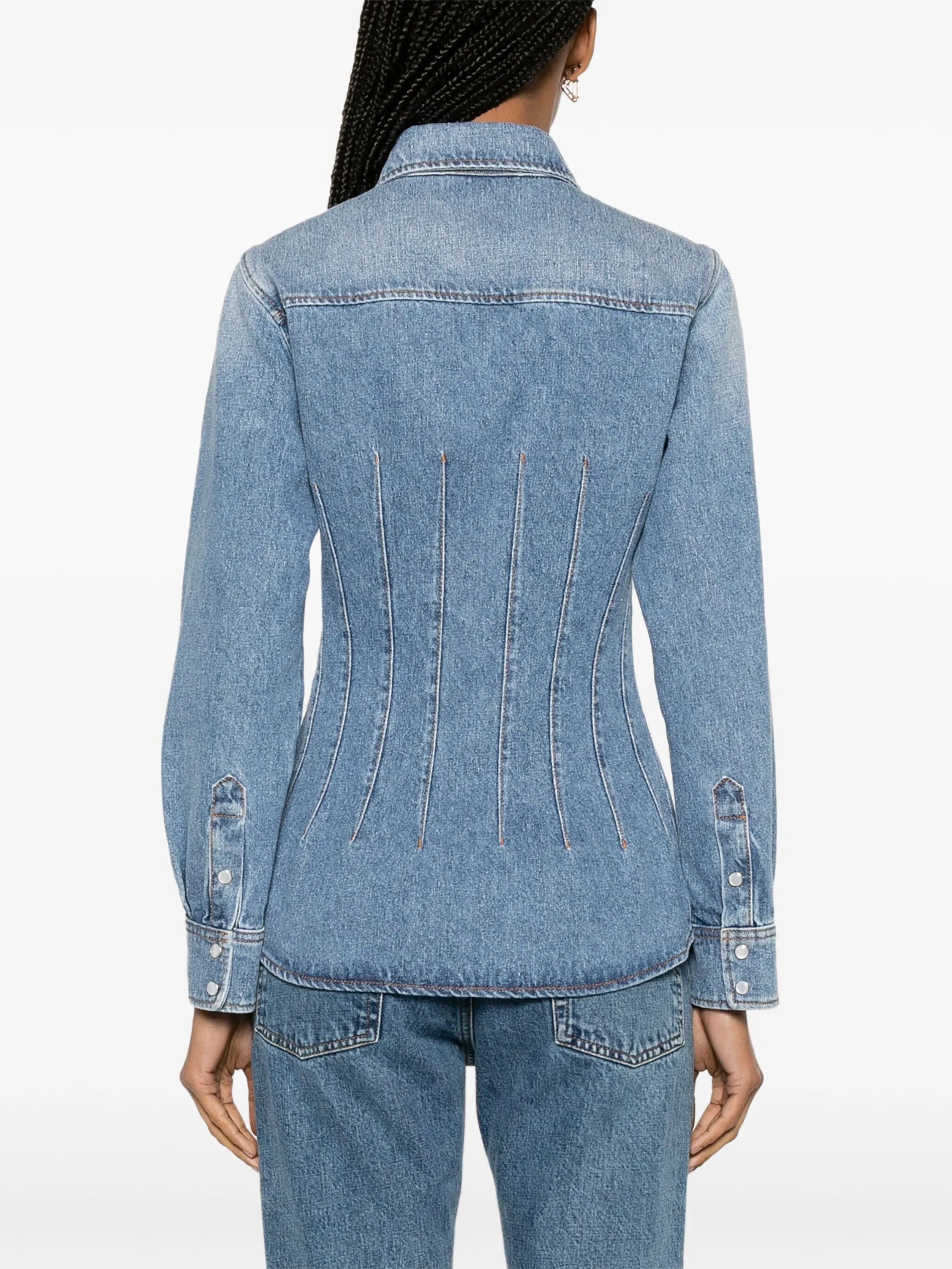 corset-style denim shirt