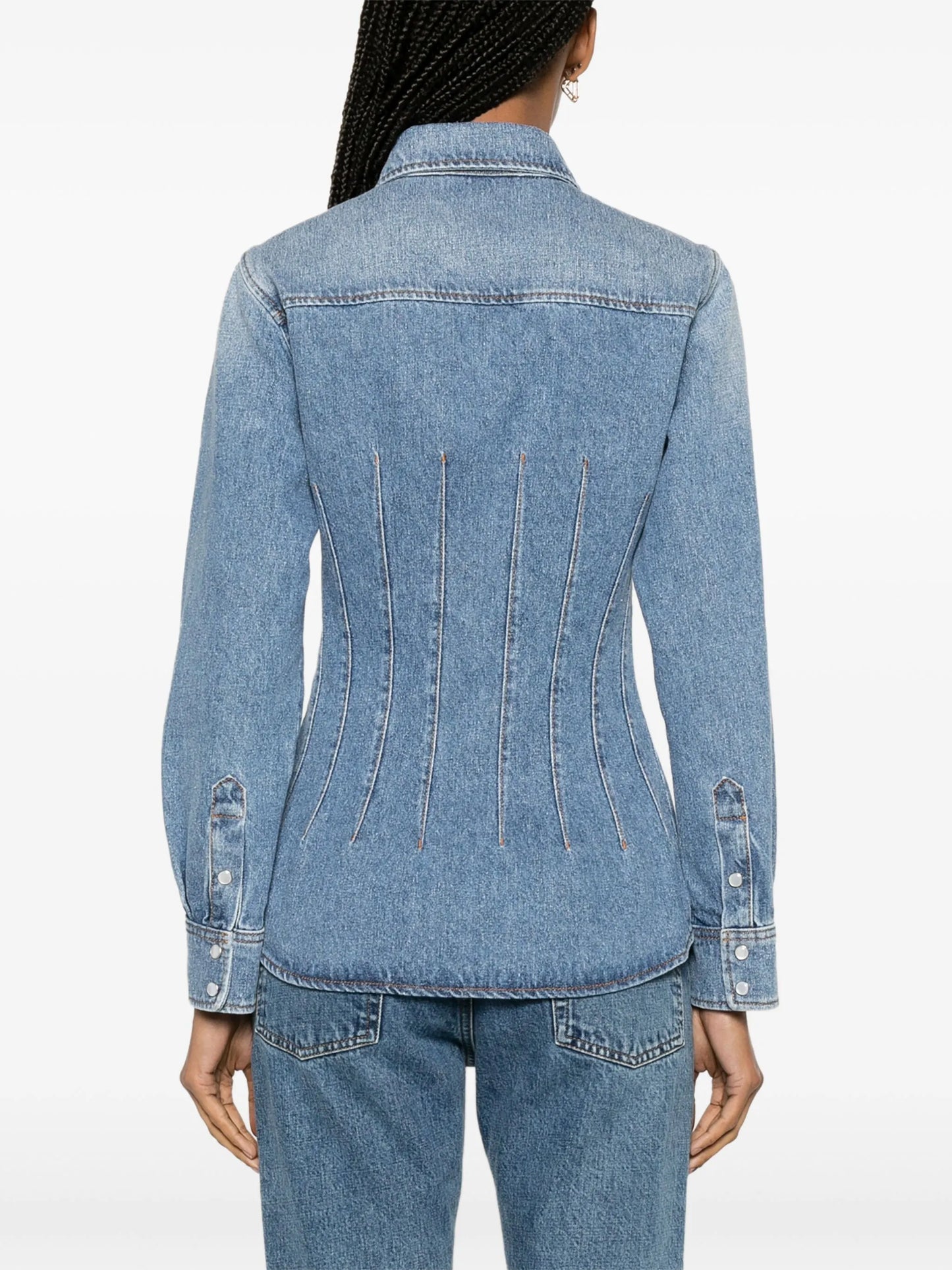 corset-style denim shirt